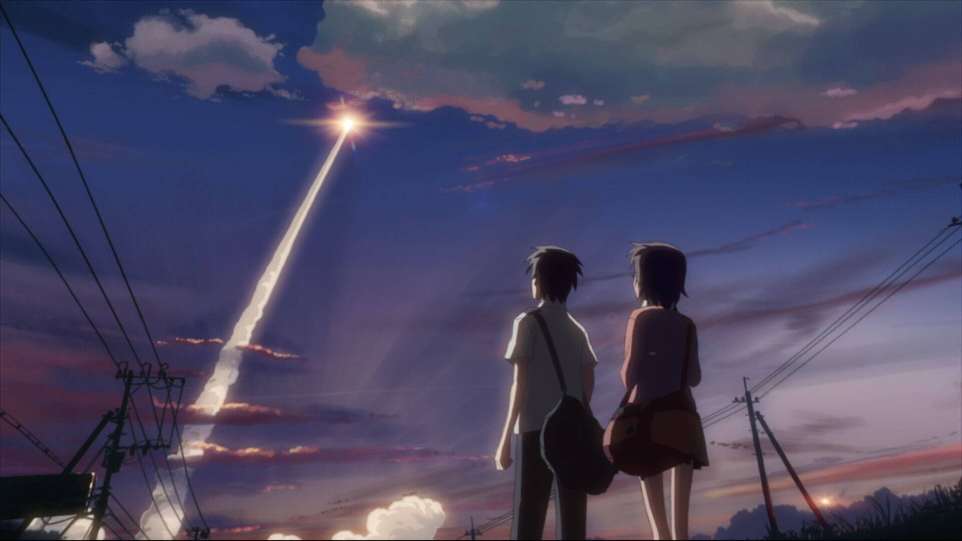 Takaki Tohno, Kanae Sumida, Rocket launch trail, Full HD Desktop wallpaper