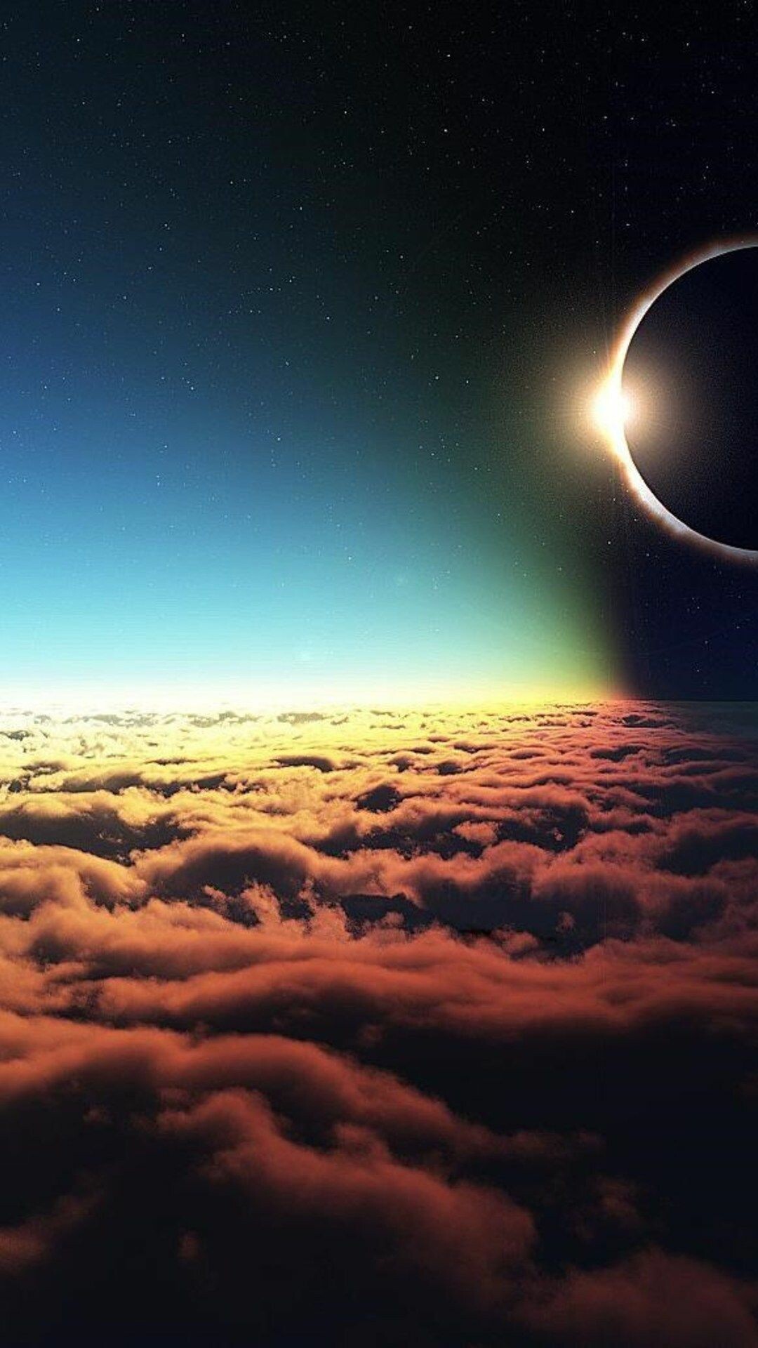 Solar eclipse magic, Celestial dance, Nighttime splendor, Heavenly allure, 1080x1920 Full HD Phone