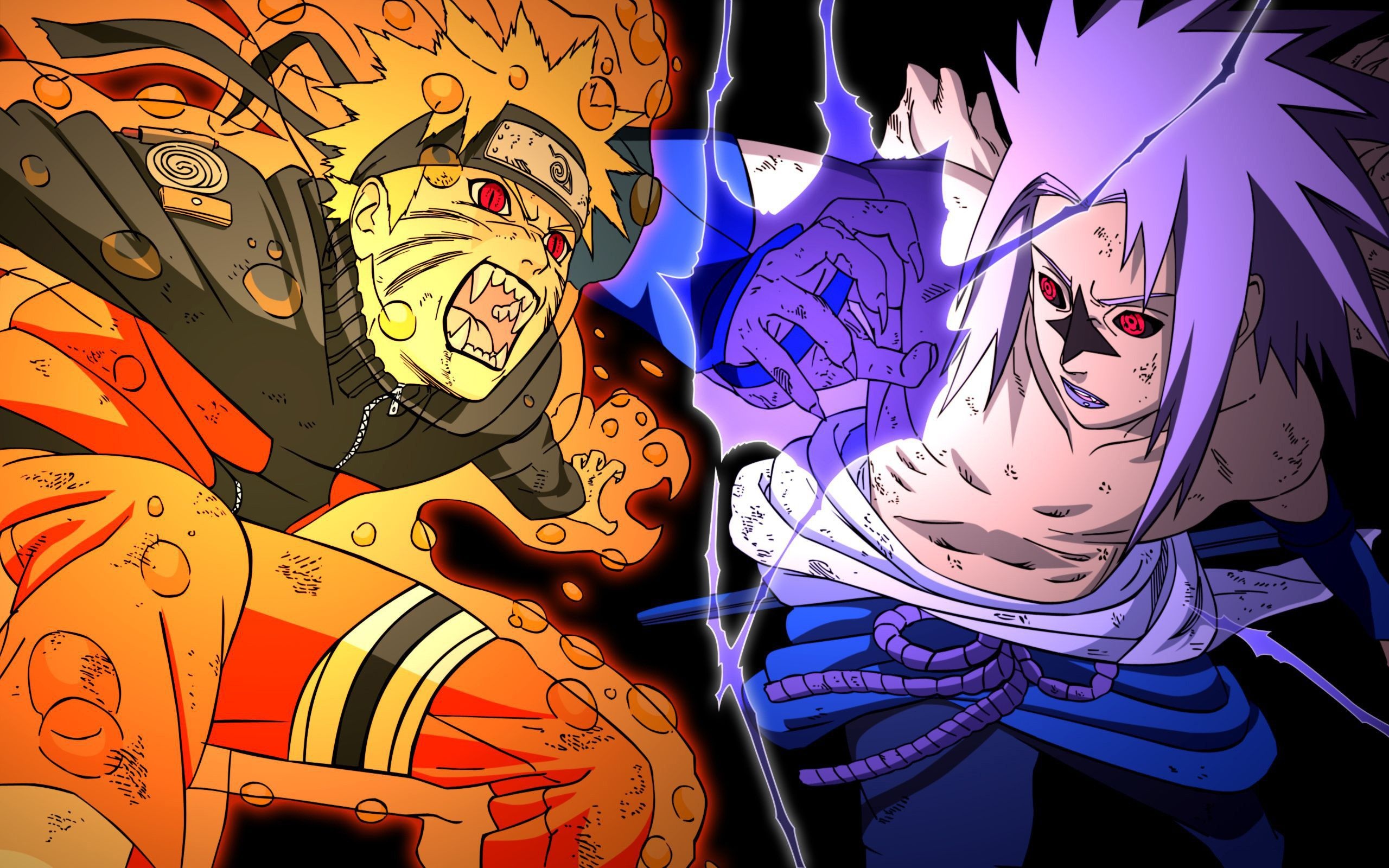 Naruto Uzumaki, Curse Mark Sasuke Uchiha, Chidori lightning, HD Desktop wallpaper