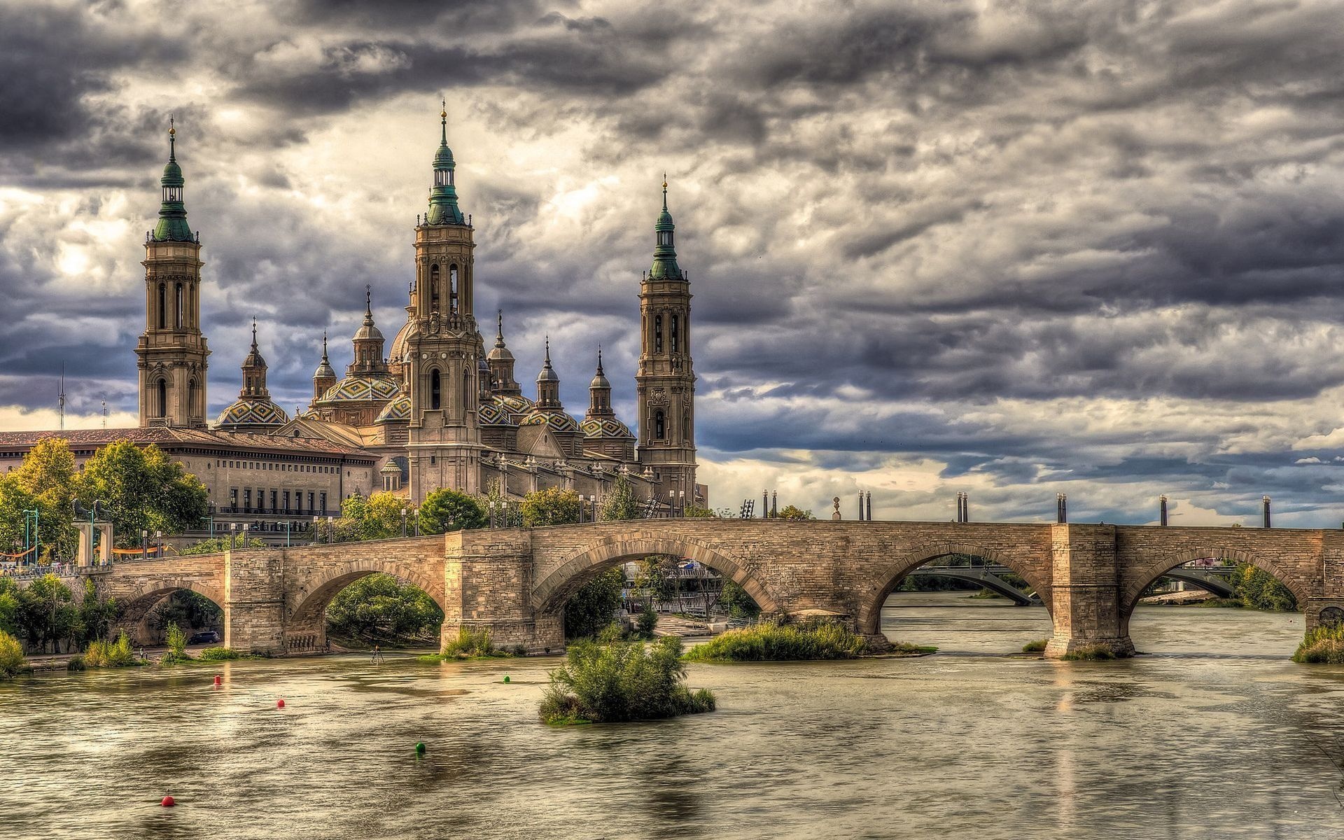 Ebro River, Zaragoza, Travels, Spain, 1920x1200 HD Desktop