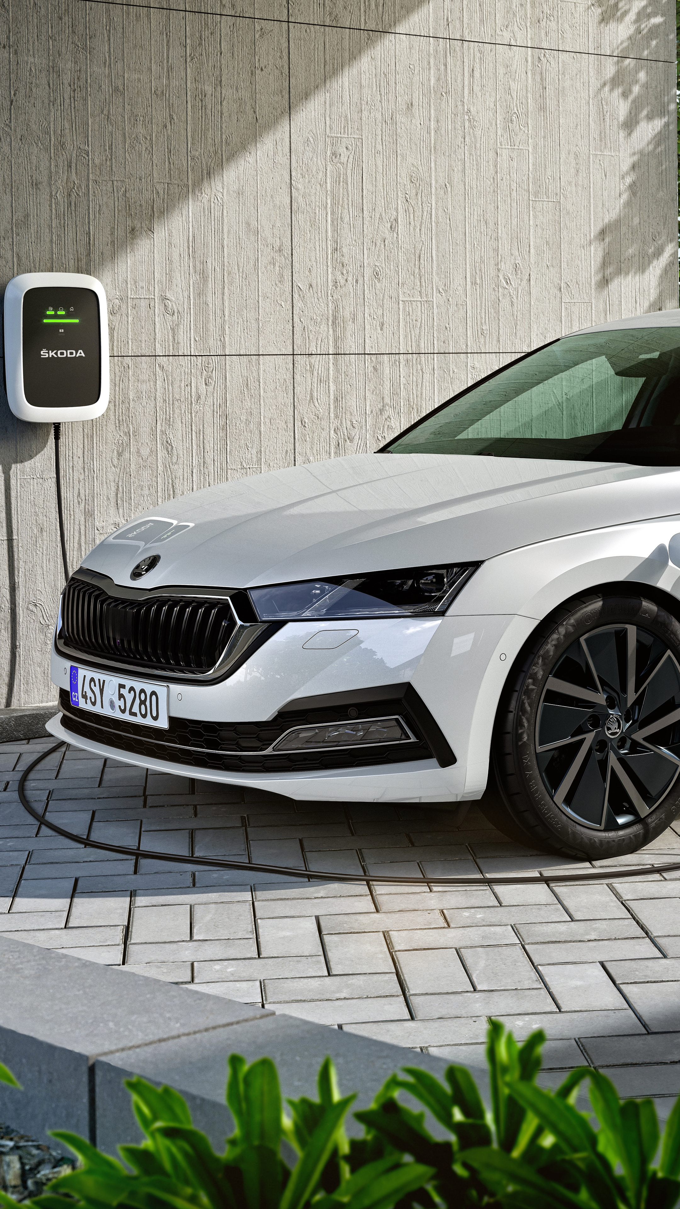 Skoda Octavia, Electric version, 8K Sony Xperia X, High-definition wallpapers, 2160x3840 4K Phone