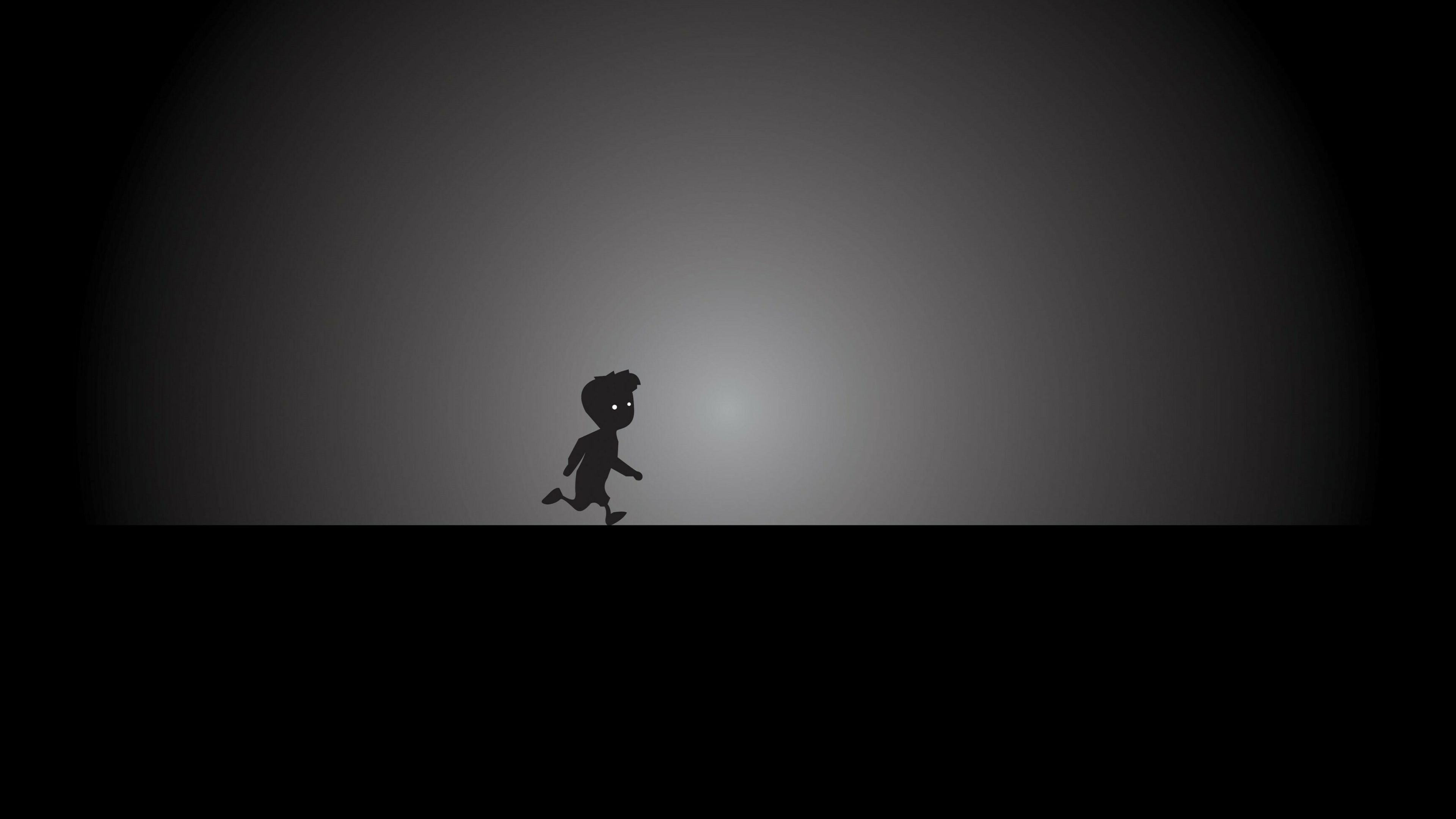 Limbo Android wallpaper, Silhouette of the boy, Minimalist design, Shadowy setting, 3840x2160 4K Desktop