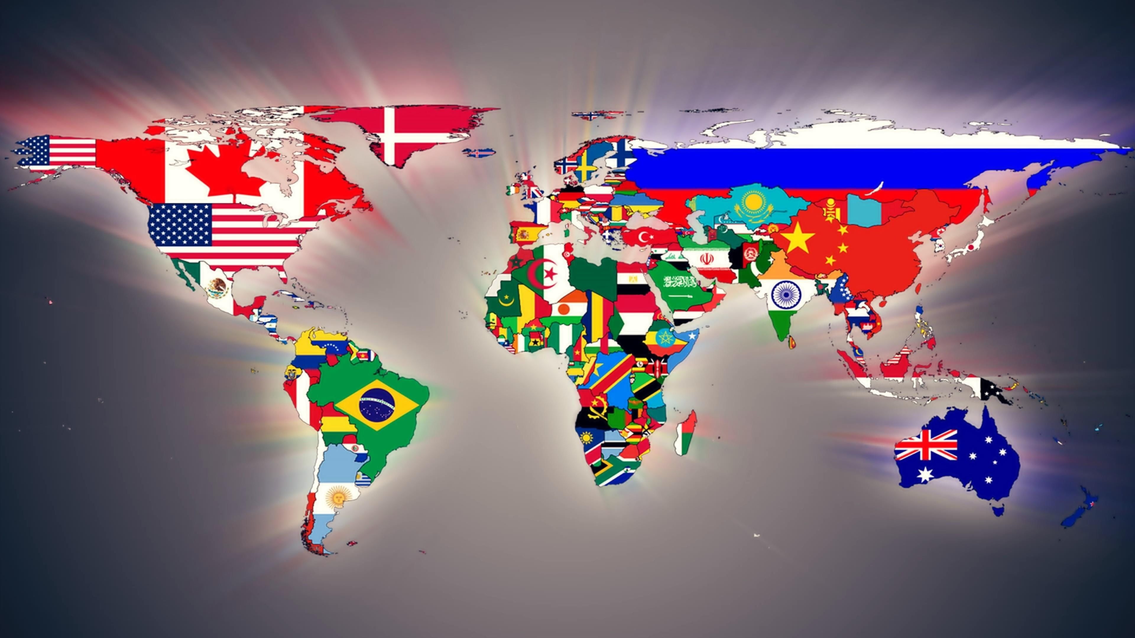 Flags, Global Map Wallpaper, 3840x2160 4K Desktop