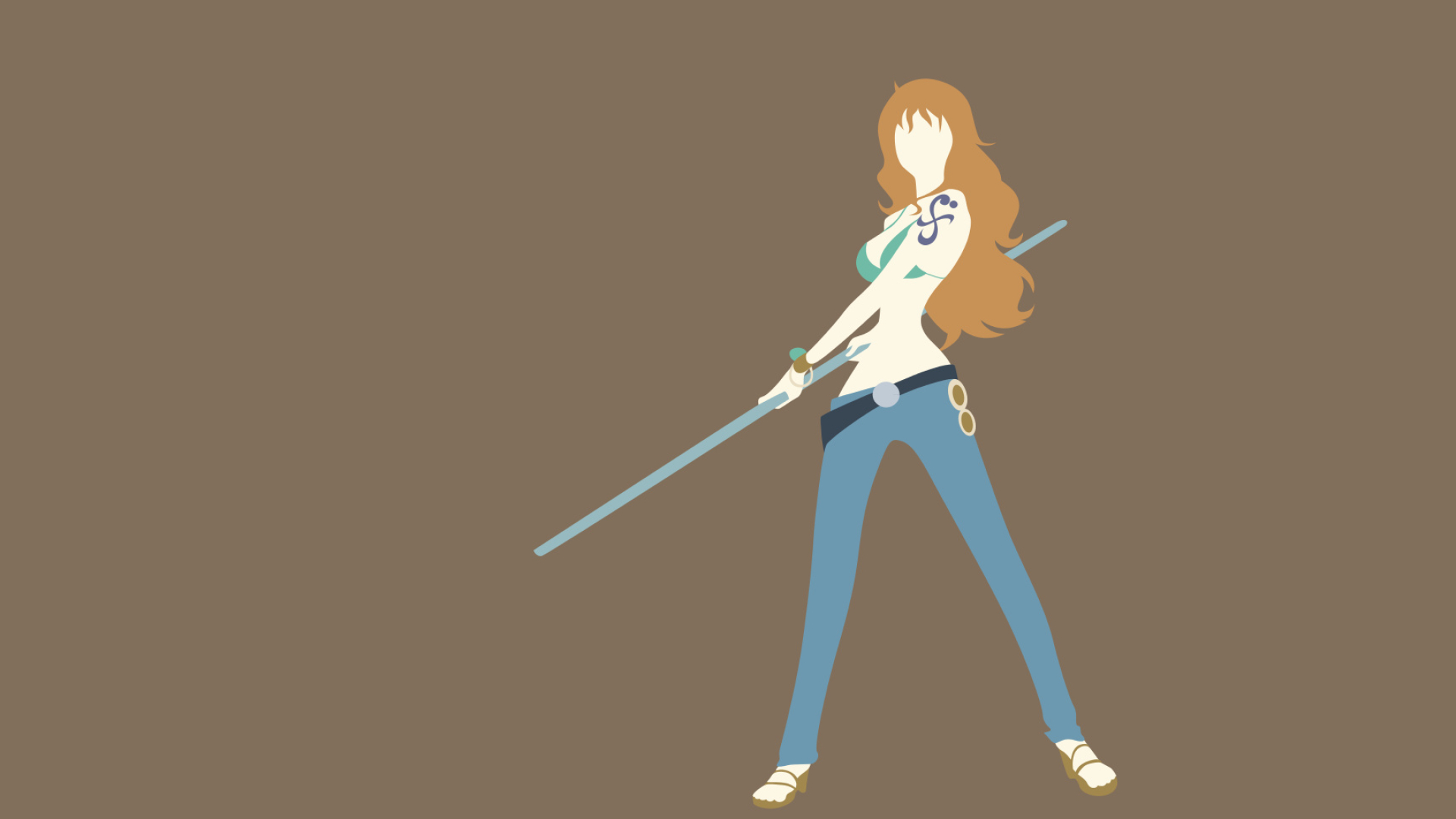 Nami, Sorcery Clima-Tact, minimalist vector illustration, Full HD Desktop wallpaper