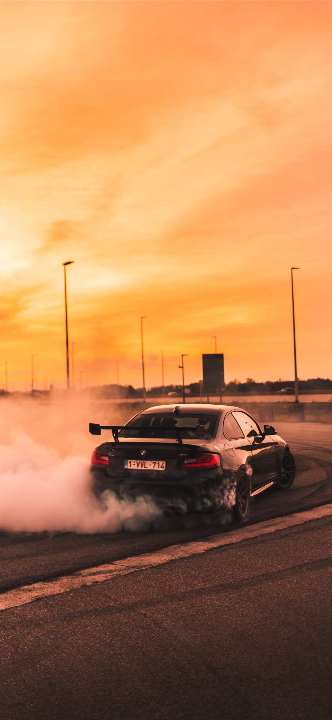 BMW M2 Coupe, drifting tire smoke, license plate 1-VVL-714, HD Phone wallpaper