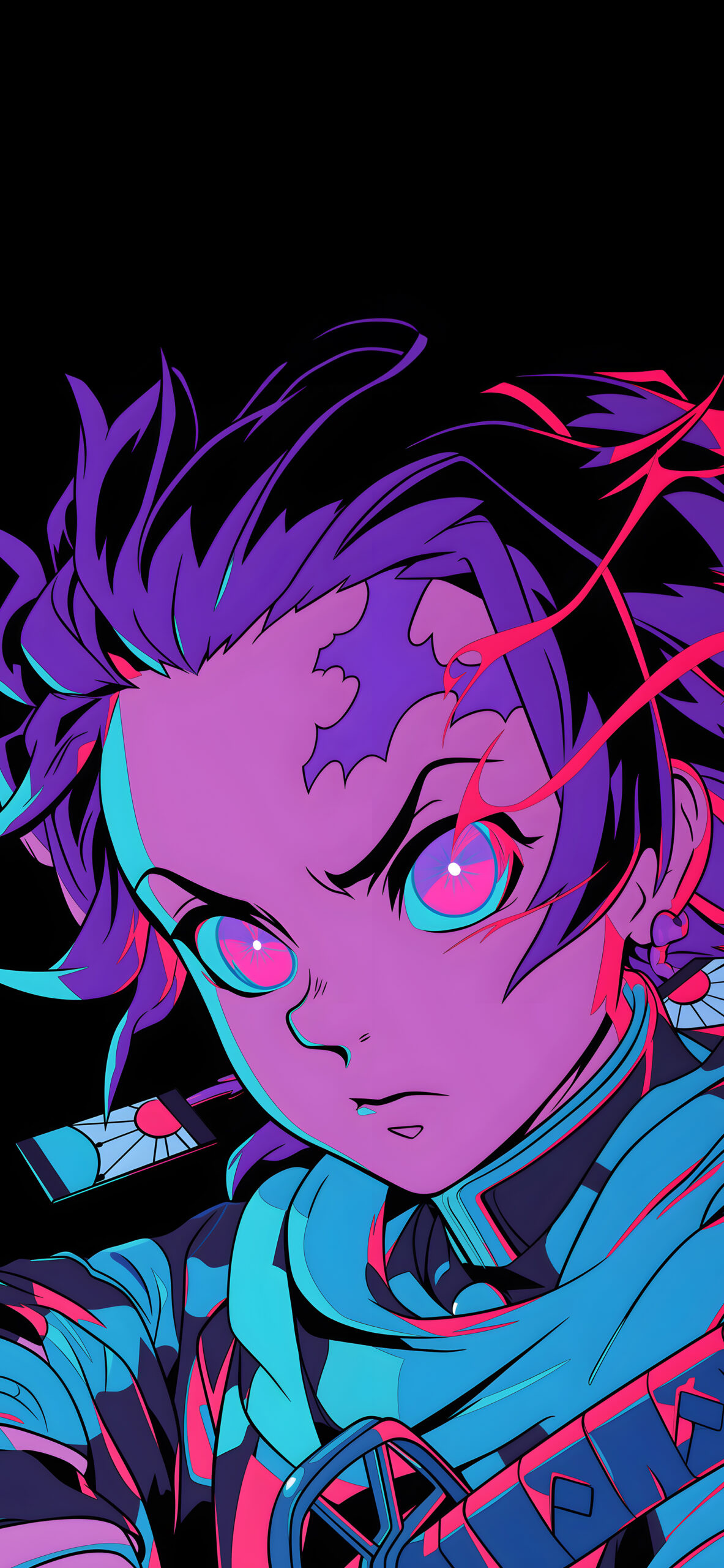 Tanjiro Kamado, Aesthetic, Black, Anime, Demon Slayer, 1190x2560 HD Phone