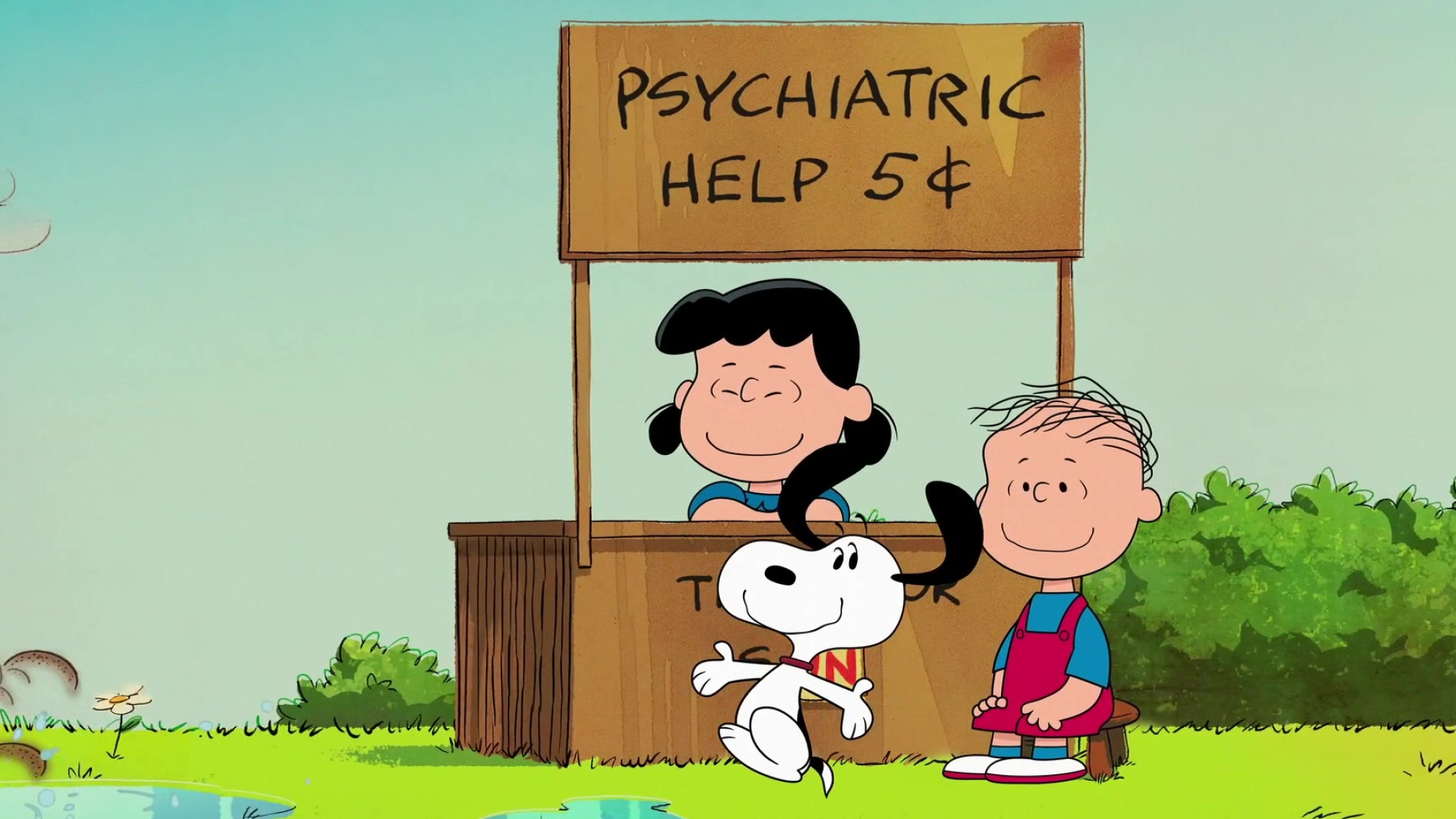 Snoopy, Lucy van Pelt, Rerun van Pelt, Psychiatric Help booth, Full HD Desktop wallpaper