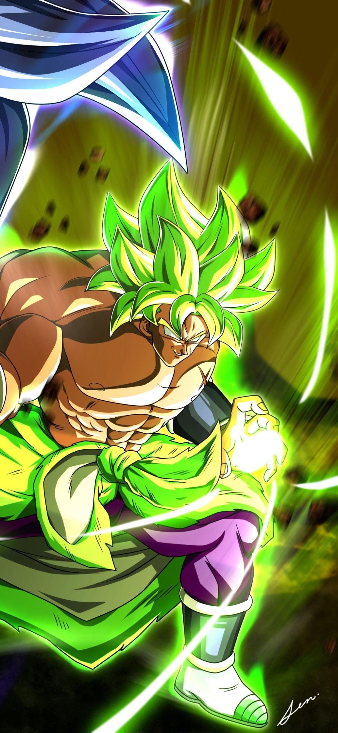 Super Saiyan Broly, Son Goku, Ki energy sphere, HD Phone wallpaper