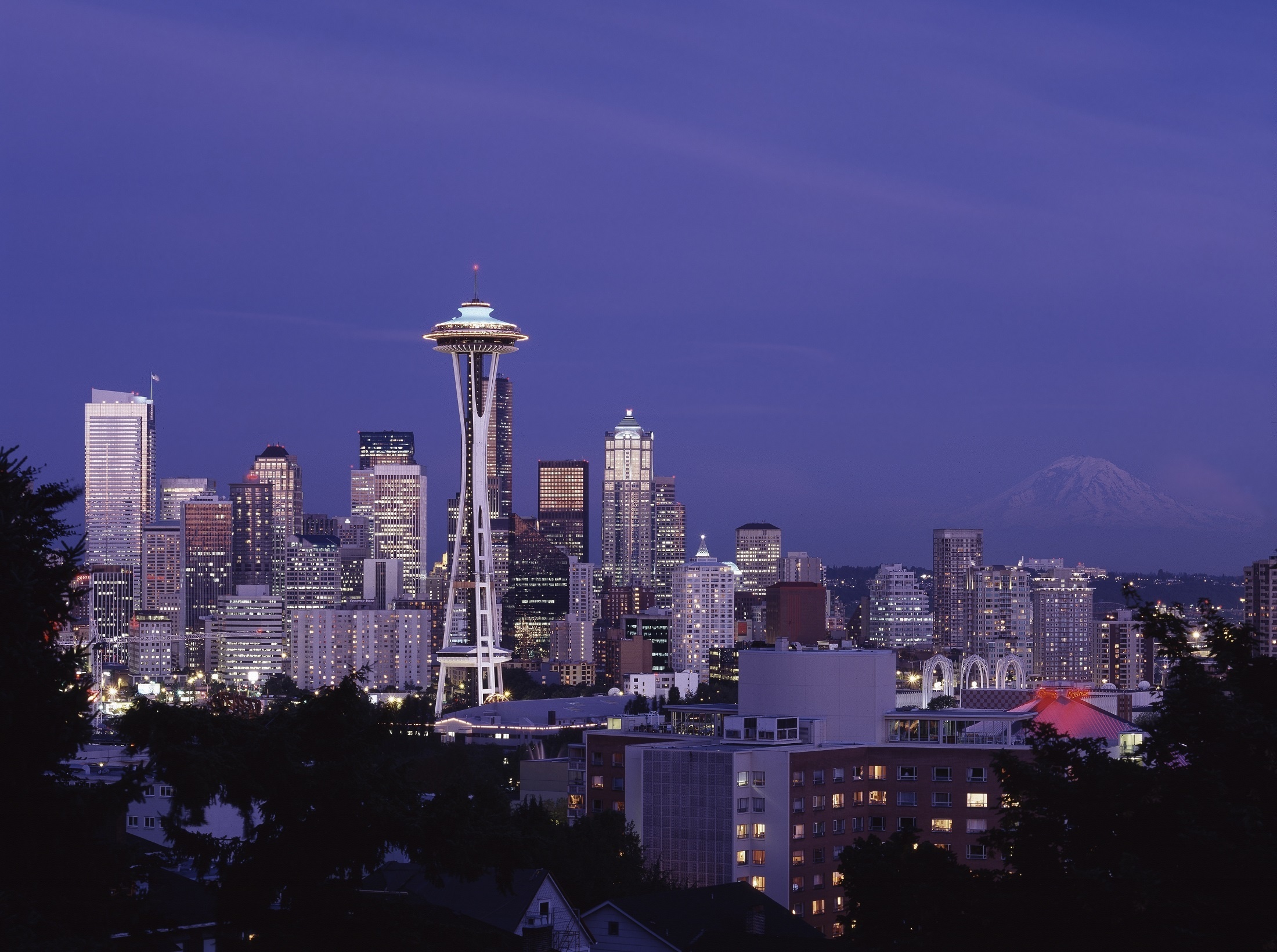 Seattle Space Needle night skyscraper, 2200x1650 HD Desktop