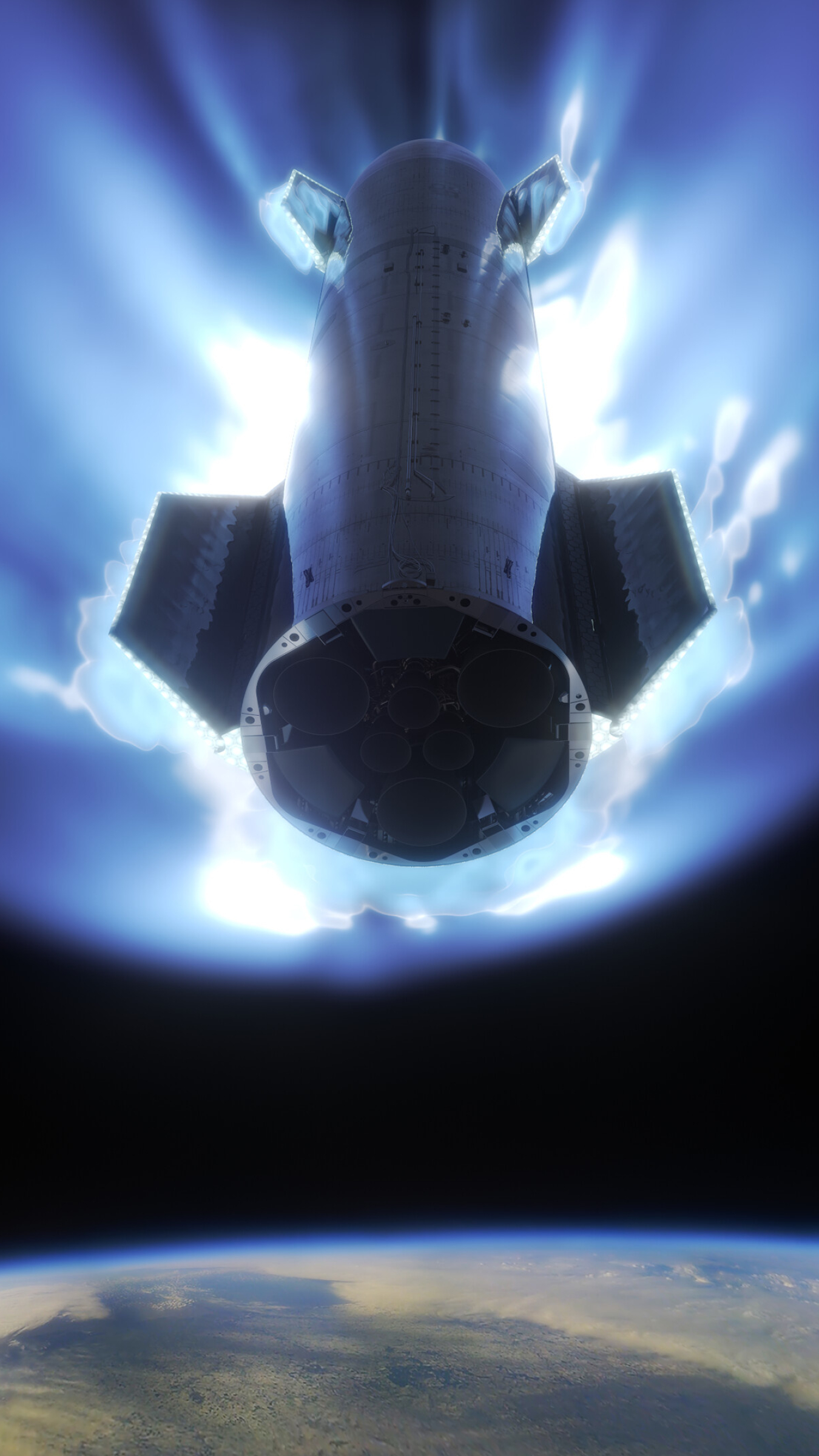 Atmospheric reentry, Starship Wallpaper, 1350x2400 HD Phone