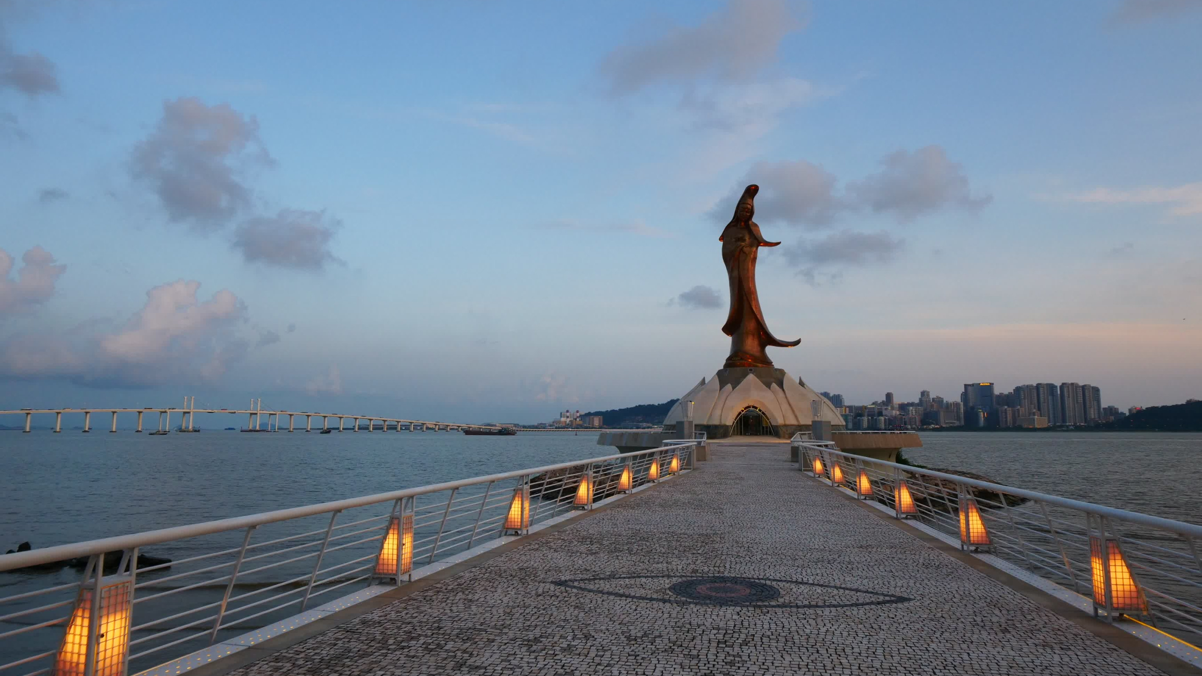 Macau city, Kun Iam statue, Vibrant culture, City attraction, 3840x2160 4K Desktop