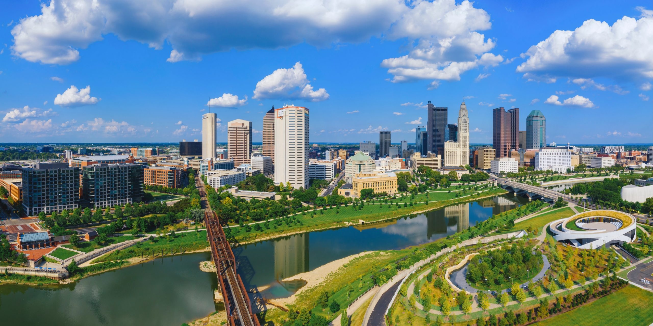 Columbus skyline, Travels, Small business support, Columbus Chamber, 2560x1280 Dual Screen Desktop