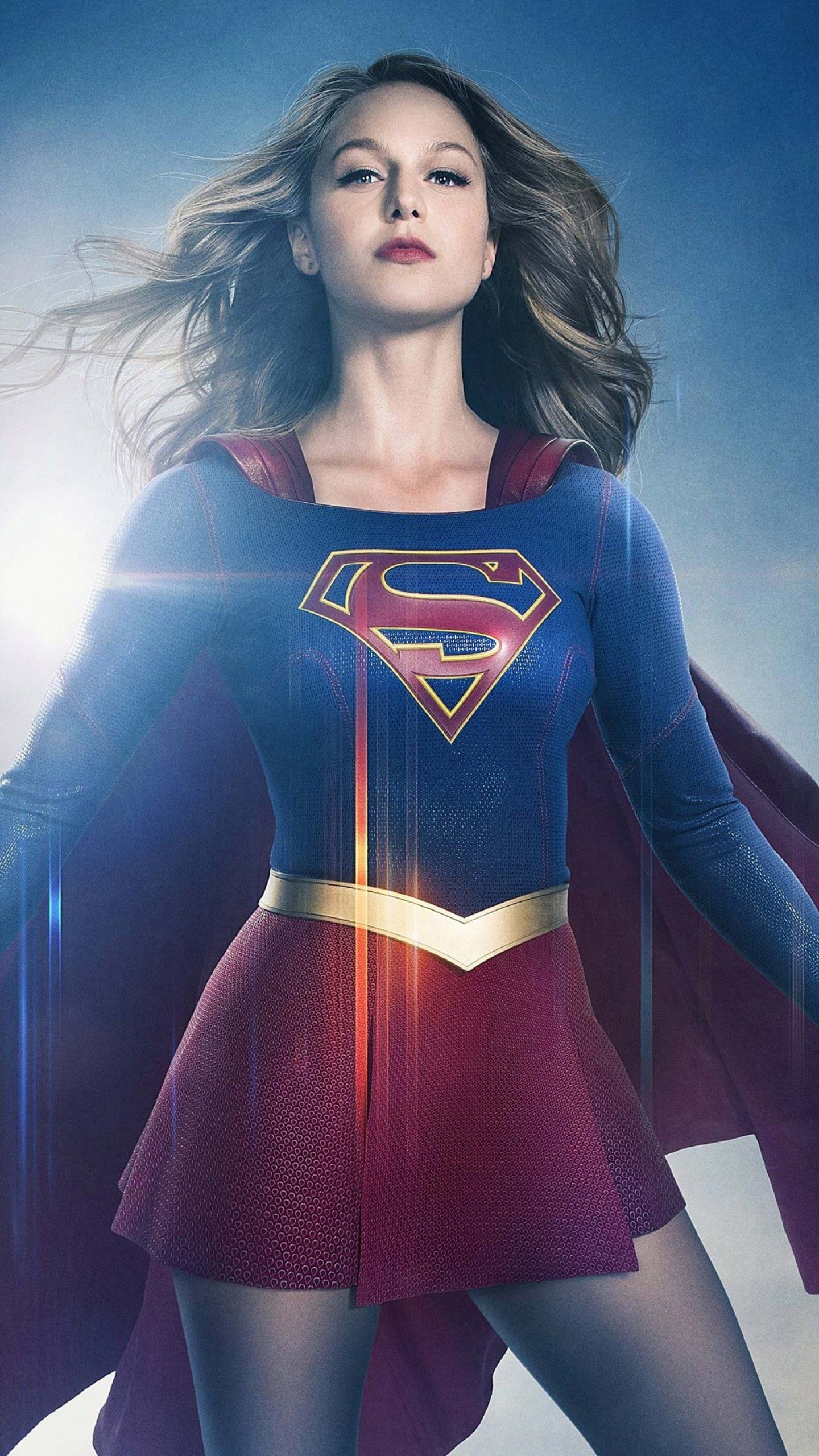 Melissa Benoist as Supergirl, House of El crest, Crimson cape and skirt, HD Phone wallpaper