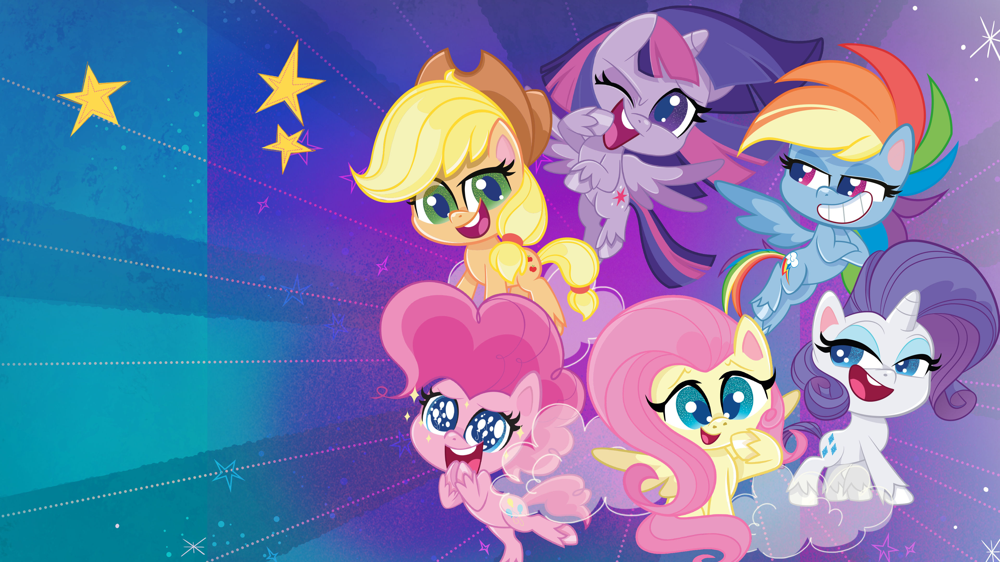 My Little Pony: Pony Life, Mane Six, Twilight Sparkle, Rainbow Dash and Pinkie Pie, Applejack, Fluttershy and Rarity, 4K Desktop wallpaper