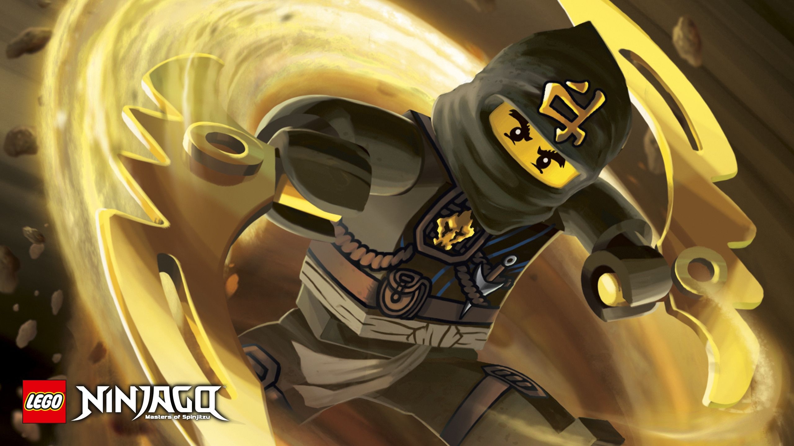 Cole the earth ninja, Golden curved blades, Ninjago: Masters of Spinjitzu logo, HD Desktop wallpaper