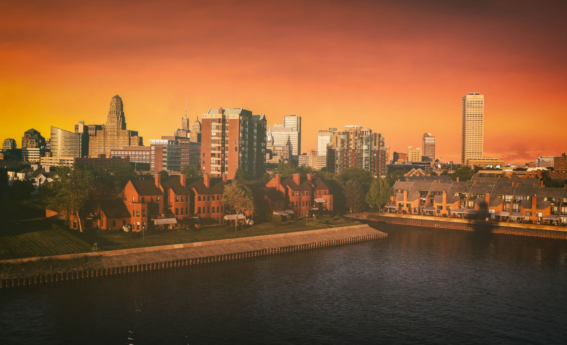 Buffalo skyline, American city charm, Vibrant street art, Rust Belt revival, 2330x1420 HD Desktop