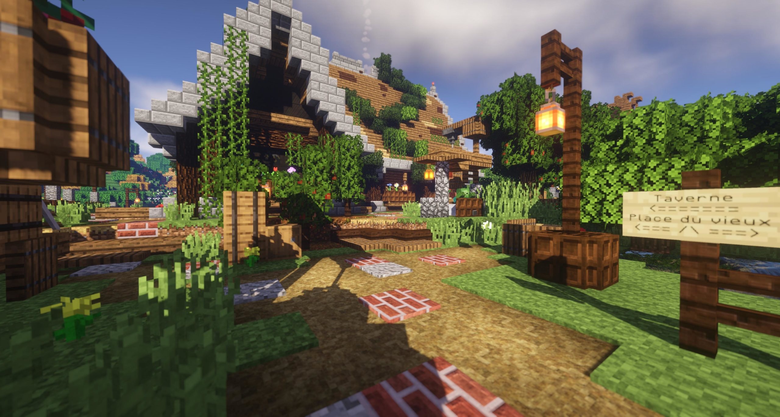 Taverne Place du vieux, Minecraft medieval cottage, Minecraft hanging lantern, HD Desktop wallpaper