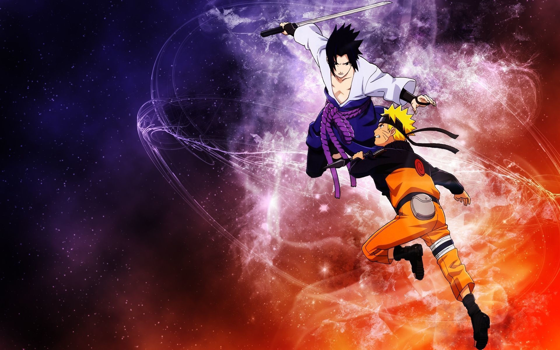 Sasuke Uchiha, Naruto Uzumaki, Sword of Kusanagi, HD Desktop wallpaper