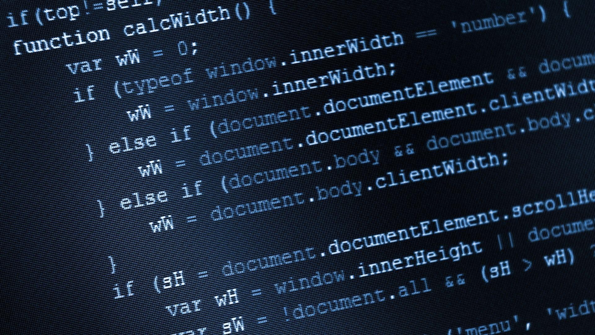 JavaScript source code, function calcWidth() text, macro LCD screen pixels, Full HD Desktop wallpaper