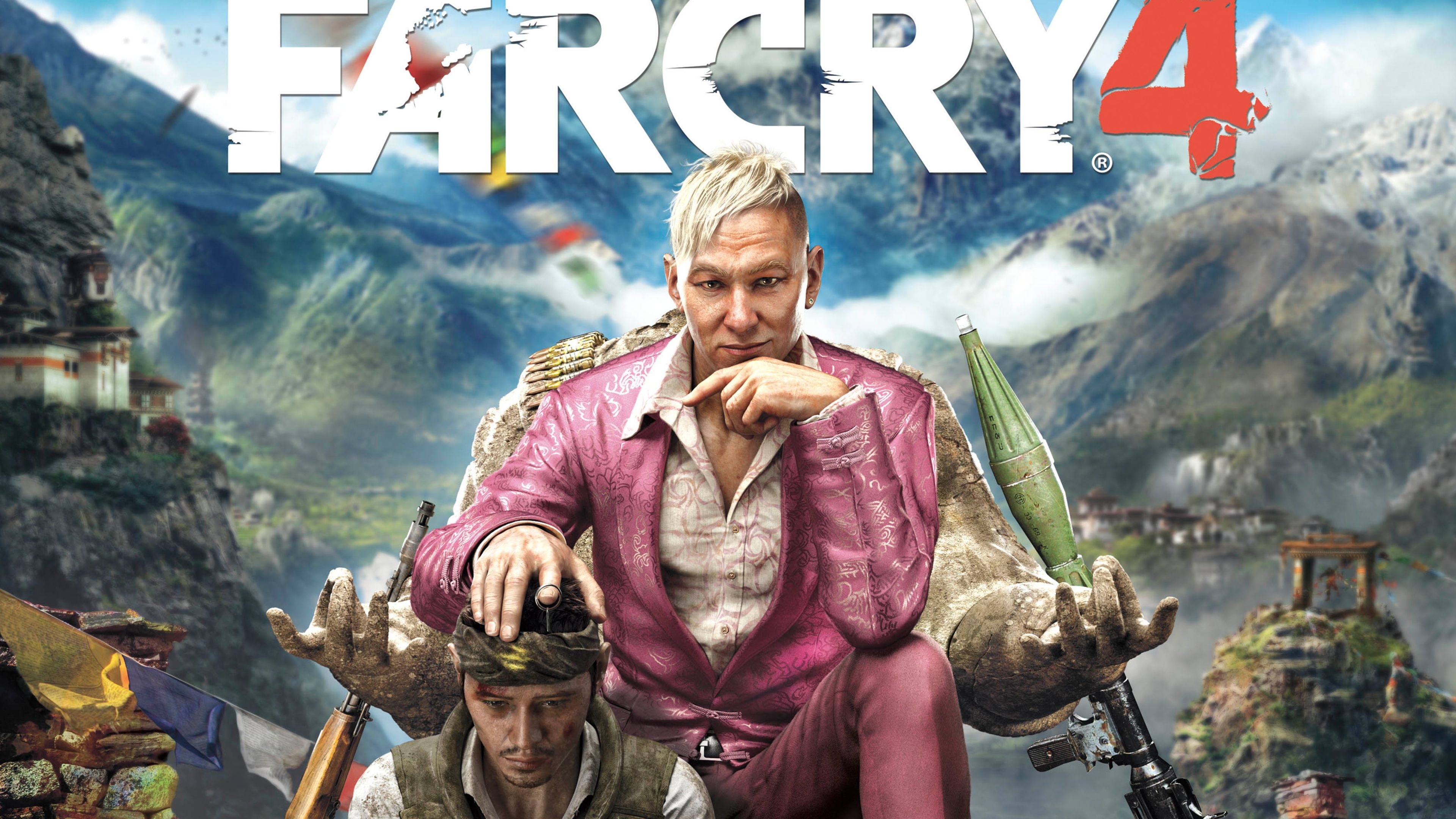 Far Cry 4 logo, Pagan Min, Kyrat mountain landscape, 4K Desktop wallpaper
