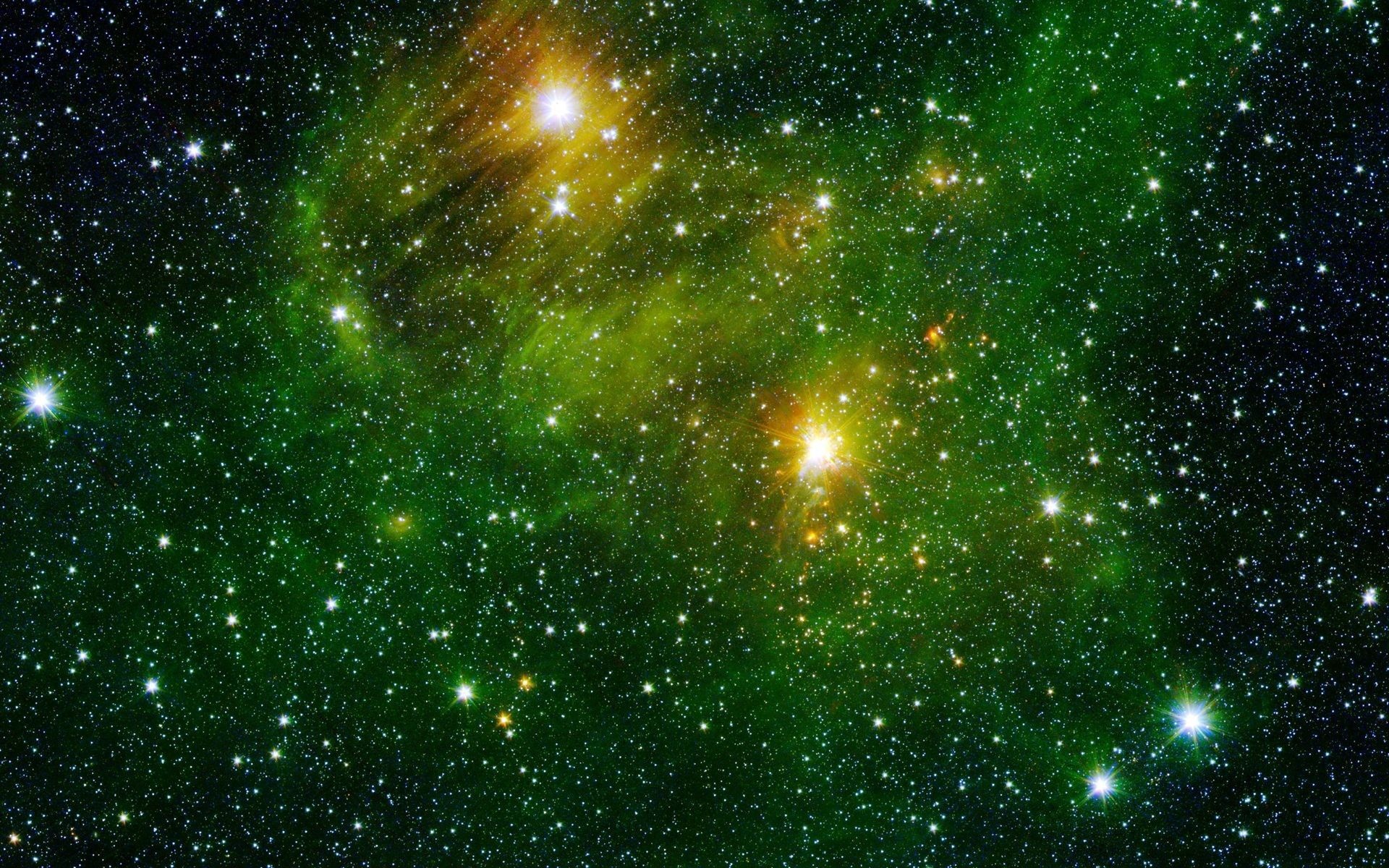Green Nebula, Celestial elegance, Cosmic serenity, Enchanting starlit sky, 1920x1200 HD Desktop