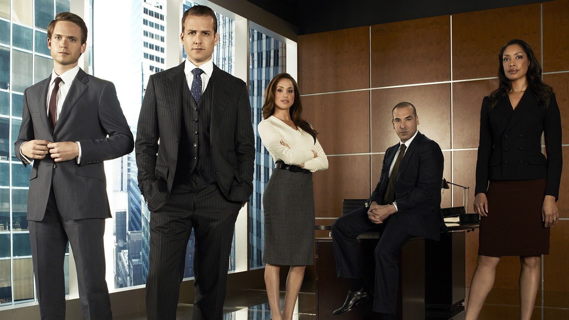Harvey Specter, Mike Ross, Rachel Zane, Louis Litt, Jessica Pearson, Full HD Desktop wallpaper