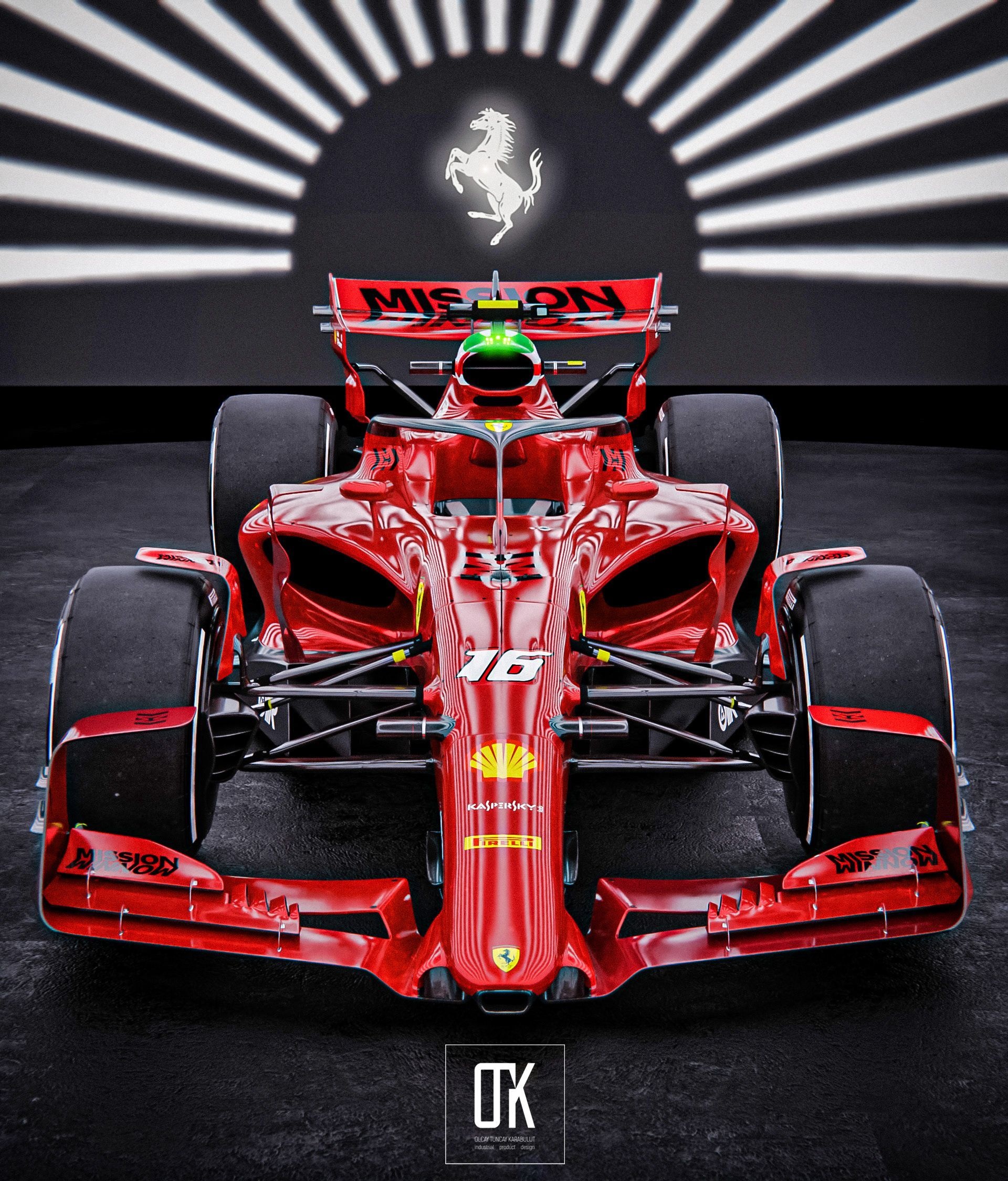 Scuderia Ferrari F1 concept car, Ferrari Prancing Horse backdrop, Charles Leclerc number 16, HD Phone wallpaper