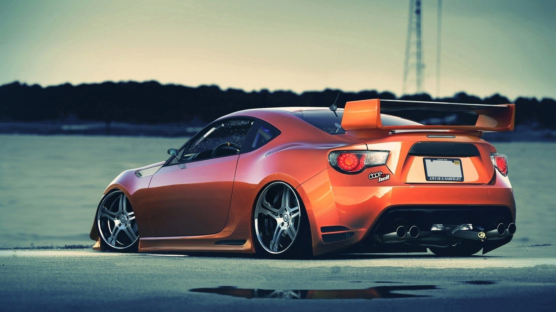 Scion FR-S, large rear wing spoiler, LIFE IS A CABERNET, Full HD Desktop wallpaper