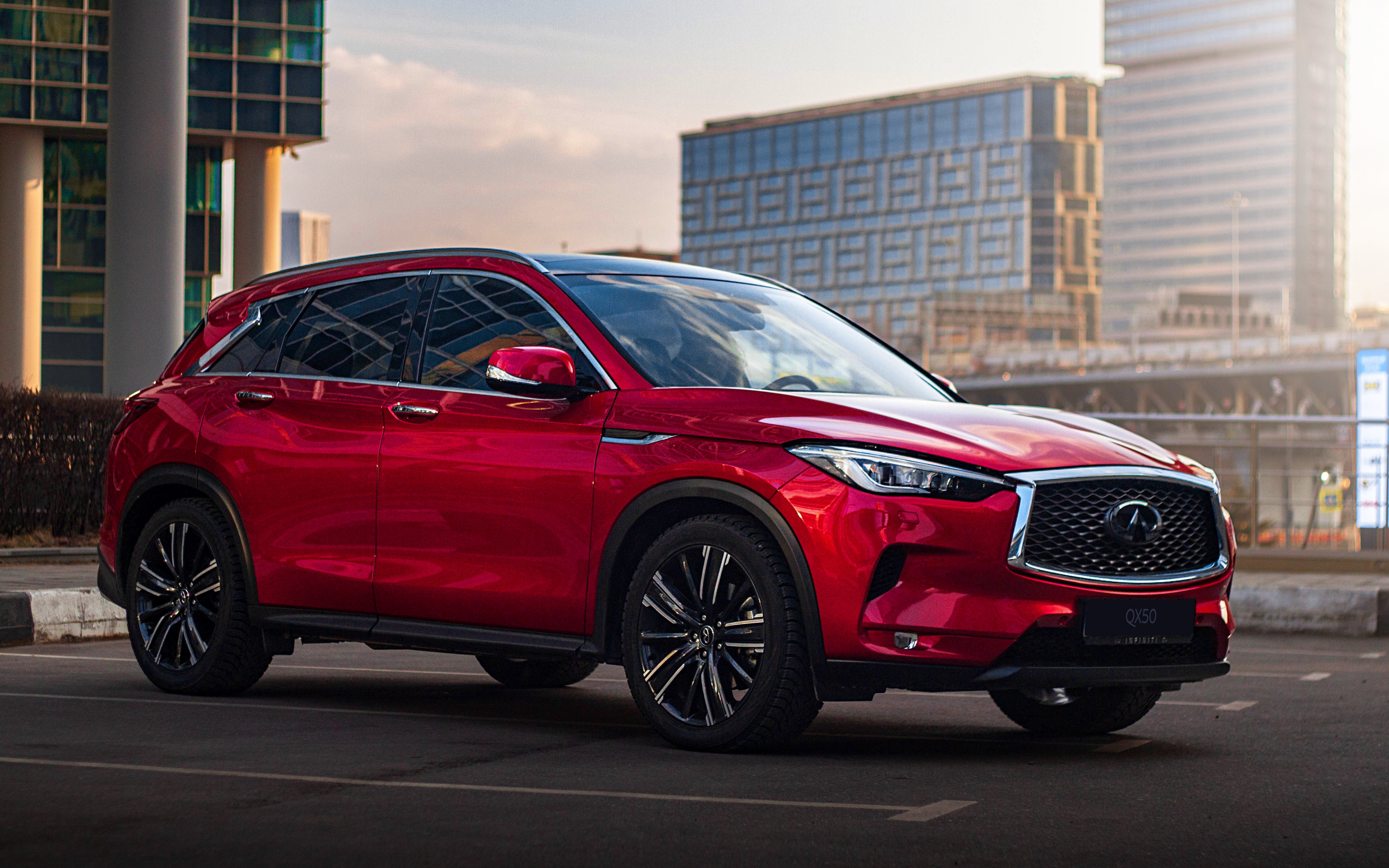 Infiniti QX50, Sporty and sleek, Red exterior, Powerful performance, 2880x1800 HD Desktop