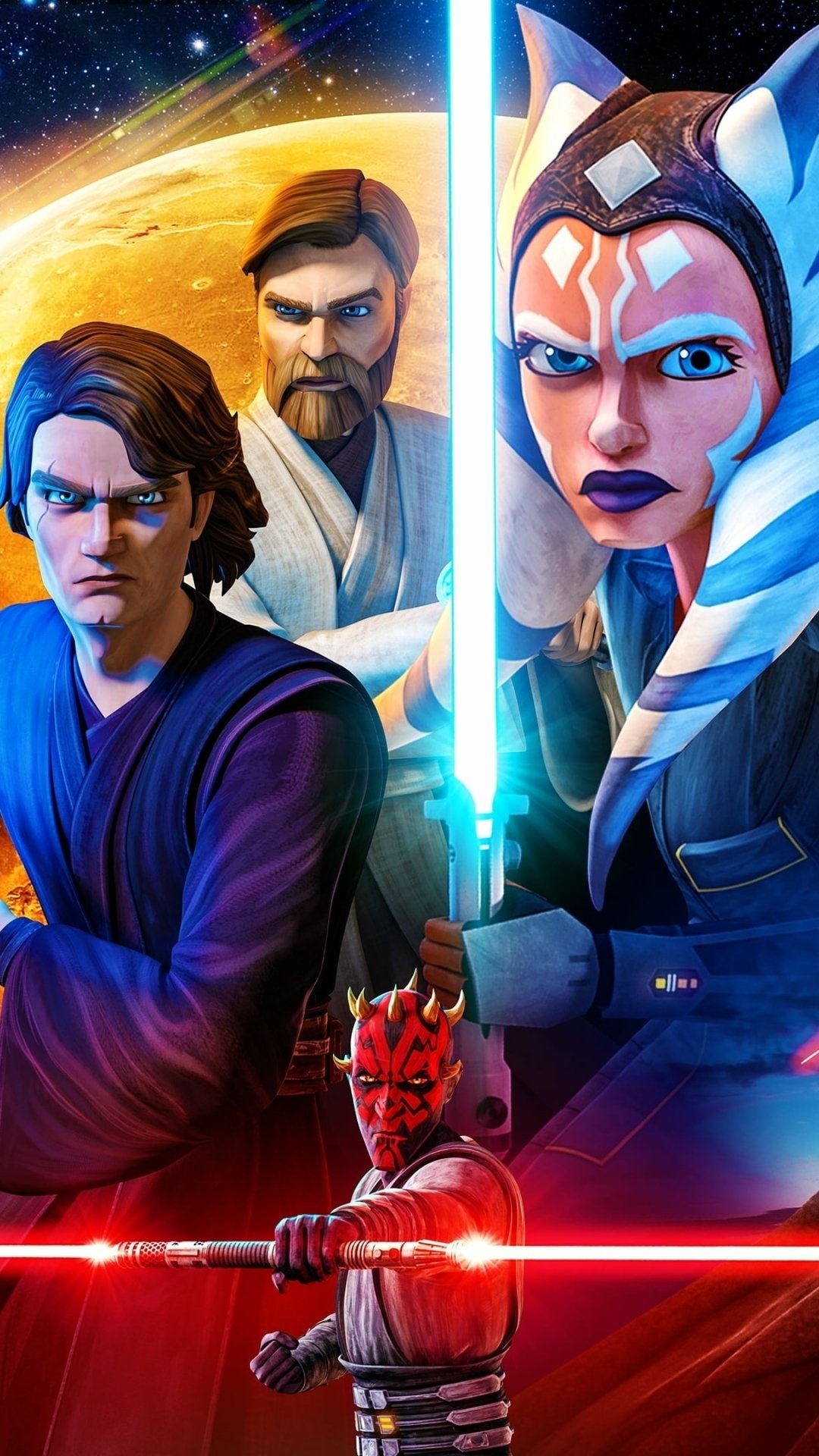 Star Wars: The Clone Wars, TV show sensation, Galactic saga, Action-packed episodes, 1080x1920 Full HD Phone