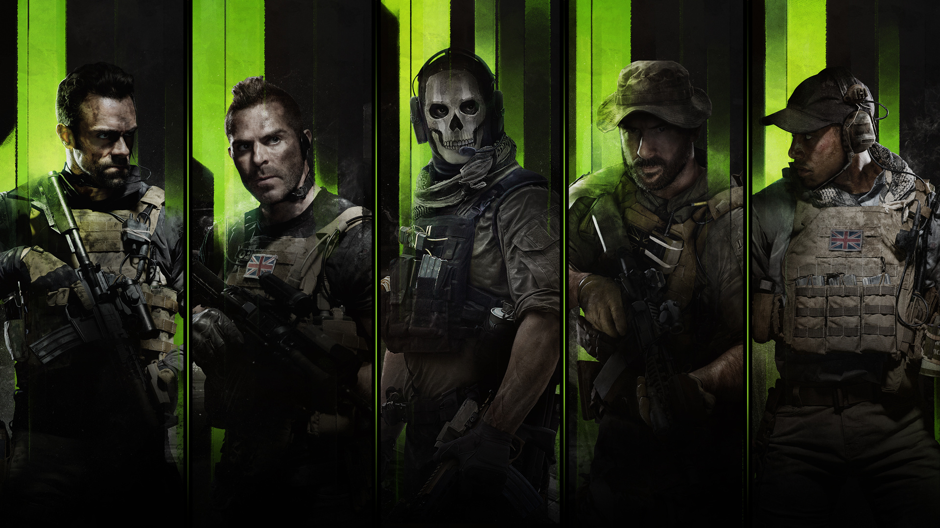 Simon Ghost Riley, Captain John Price, John Soap MacTavish, Alejandro Vargas, Kyle Gaz Garrick, Full HD Desktop wallpaper