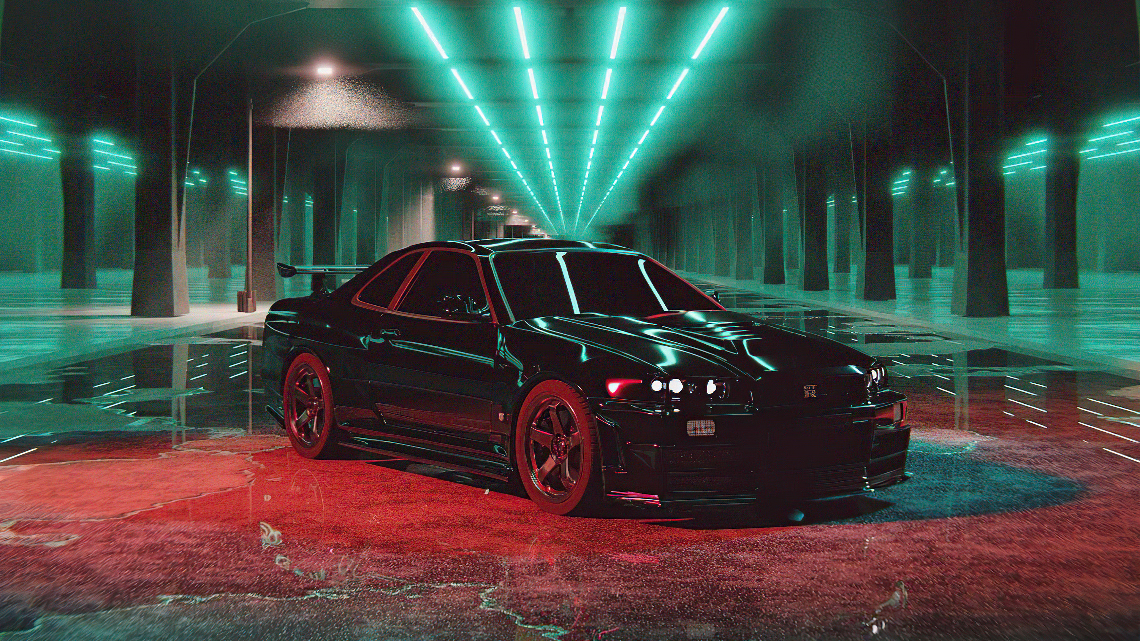 Neon Ceiling, Nissan Skyline R34 Wallpaper, 3840x2160 4K Desktop