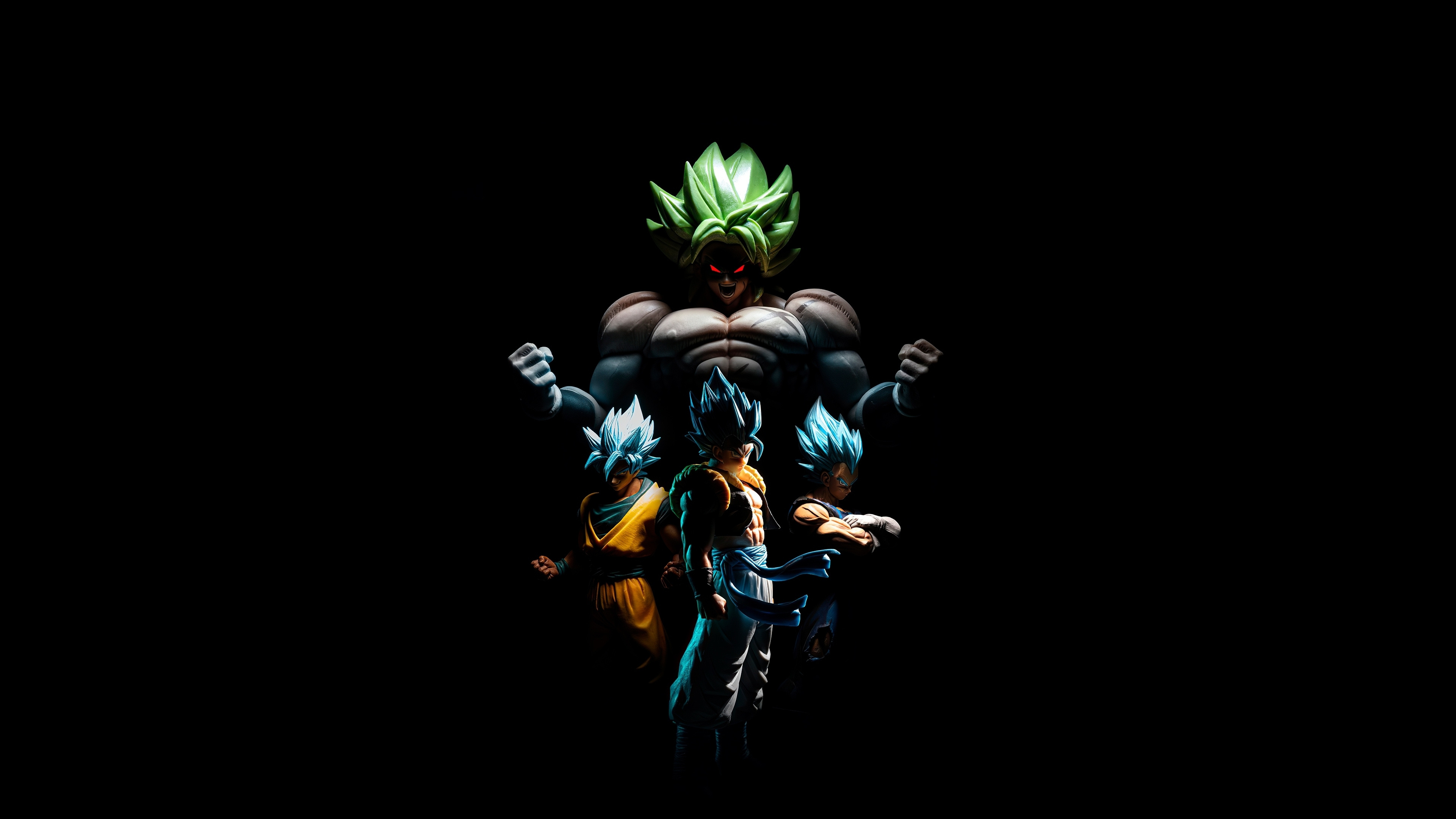 Super Saiyan Broly, Super Saiyan Blue Gogeta, Super Saiyan Blue Goku, Super Saiyan Blue Vegeta, 4K Desktop wallpaper