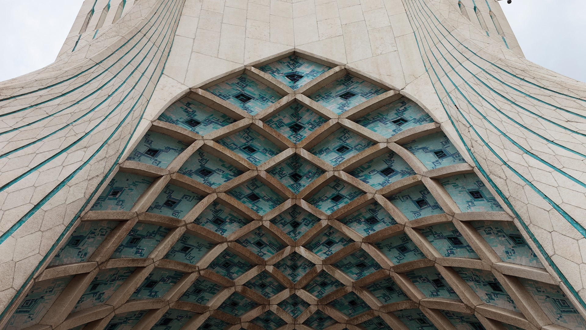 Azadi Tower, turquoise vault tilework, white marble facade, Full HD Desktop wallpaper