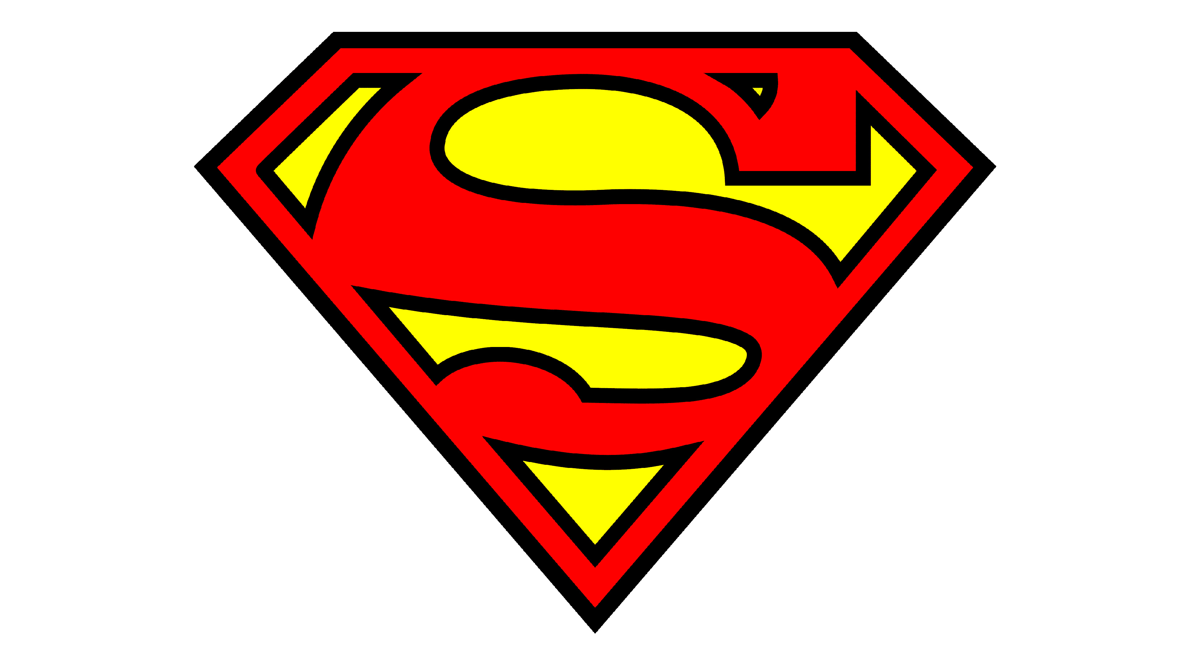 Superman S shield logo, classic DC Comics insignia, plain white background, 4K Desktop wallpaper