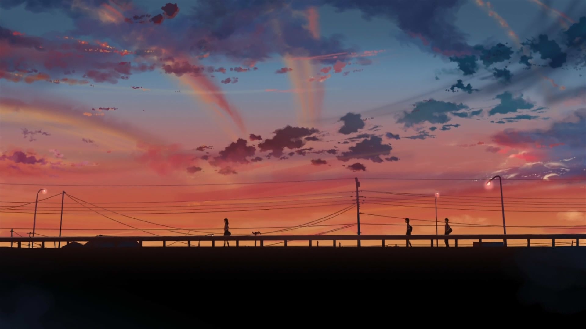 5 Centimeters per Second, Skylines, Sunset scenery, 1920x1080 Full HD Desktop