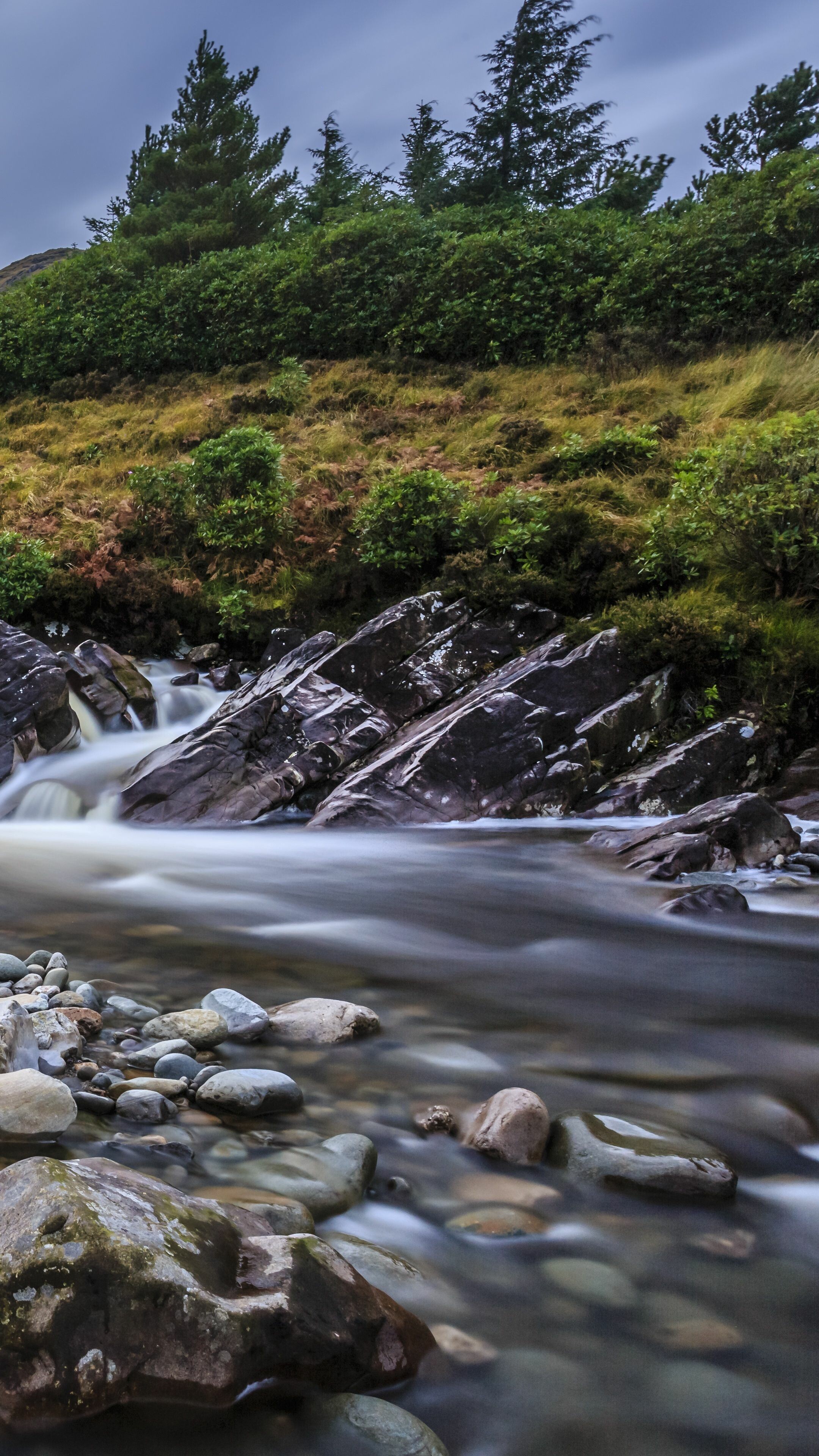 River rocks flow, HD nature image, Android backgrounds, Calming beauty, 2160x3840 4K Phone