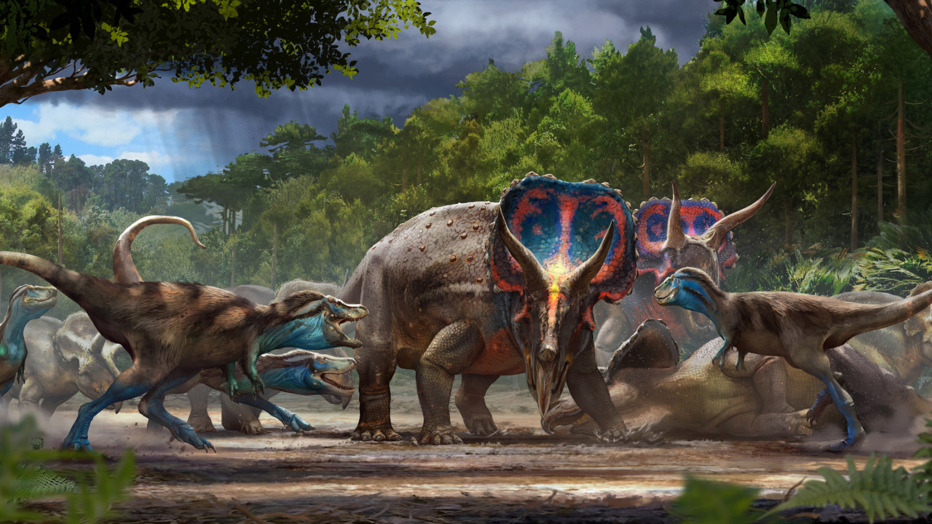 Triceratops, Dinosaur duels, Prehistoric cold case, Scientific mystery, 1920x1080 Full HD Desktop