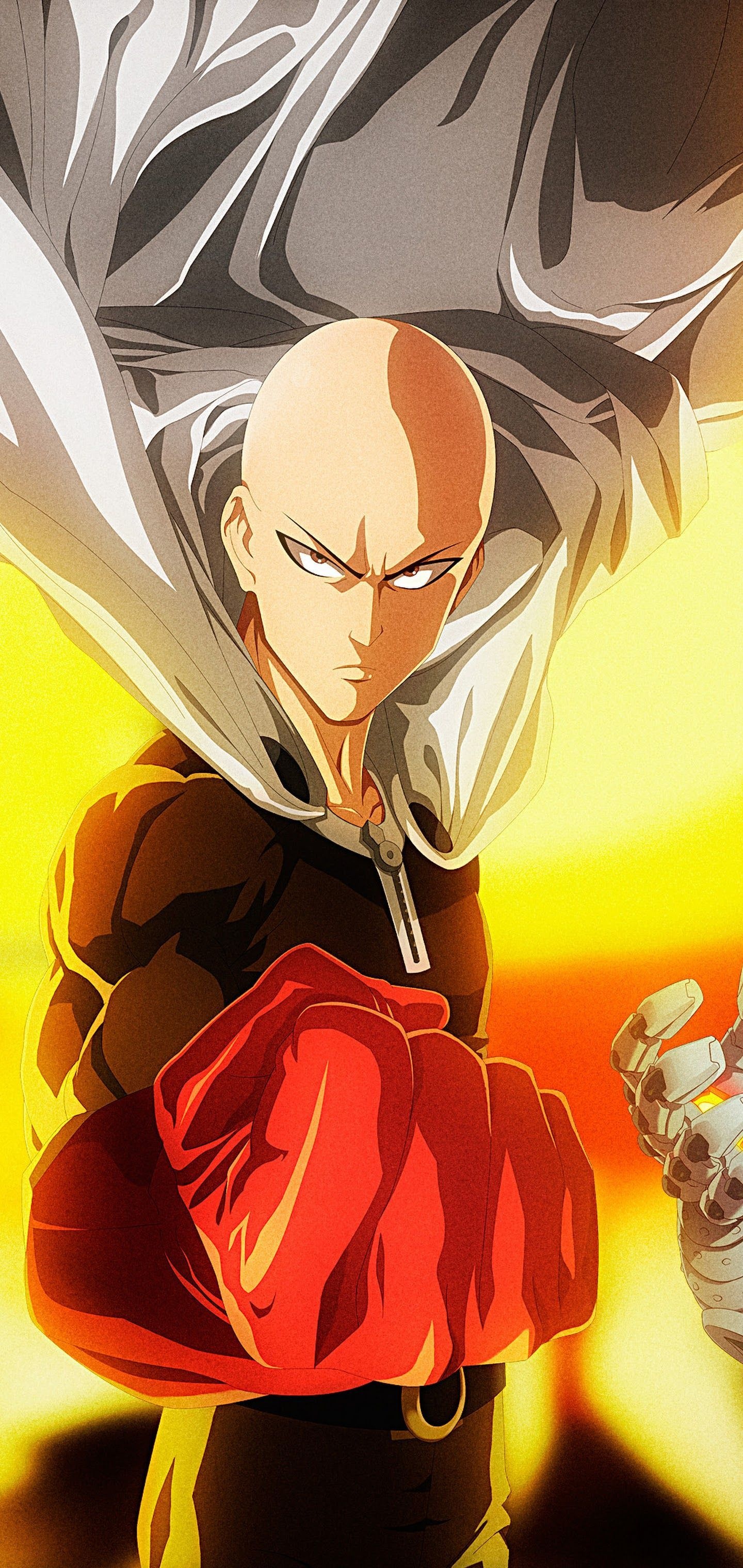 Saitama, Genos cyborg hand, Red gloved fist, HD Phone wallpaper