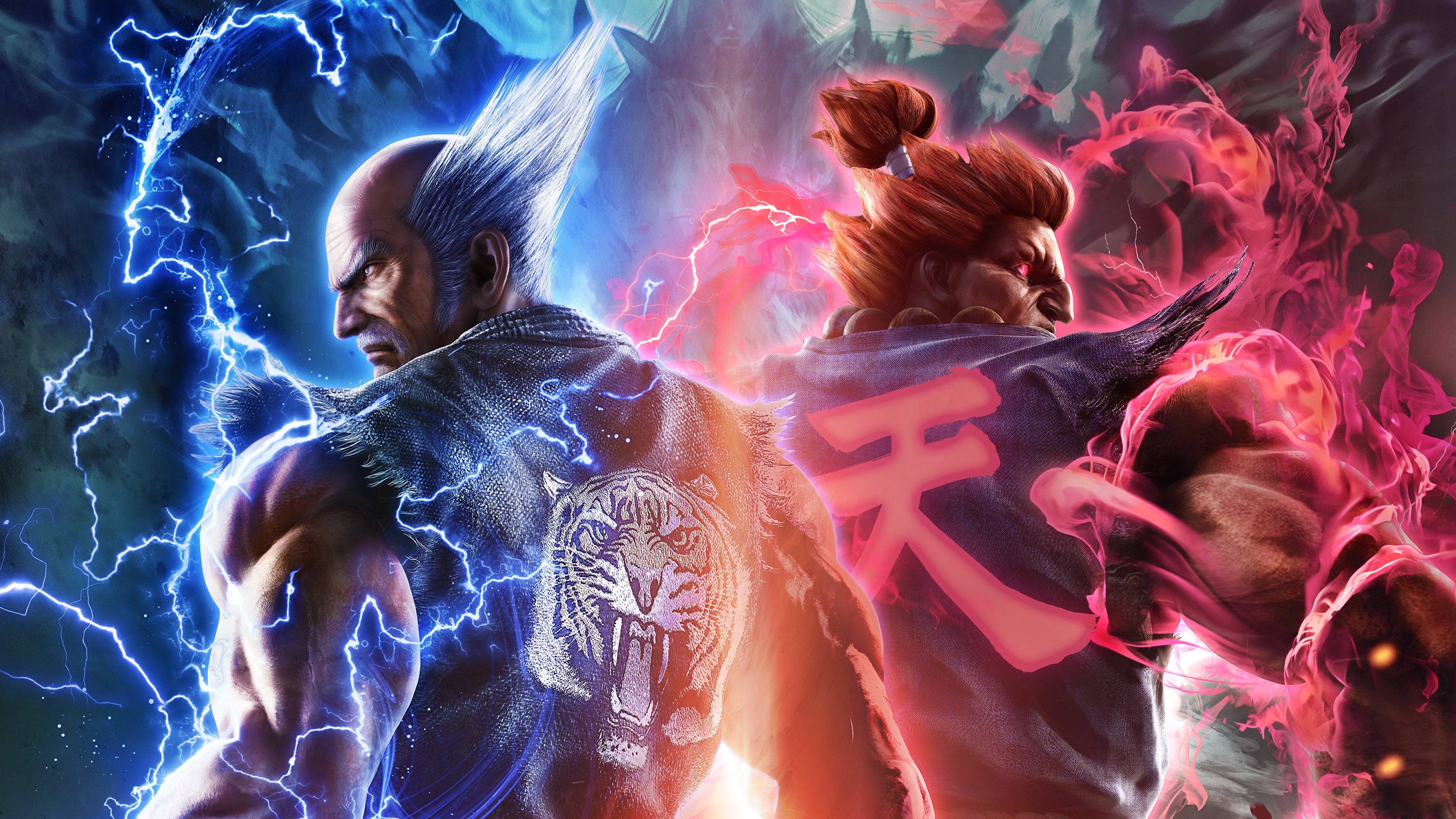 Heihachi Mishima, Akuma, Ten kanji symbol, 4K Desktop wallpaper