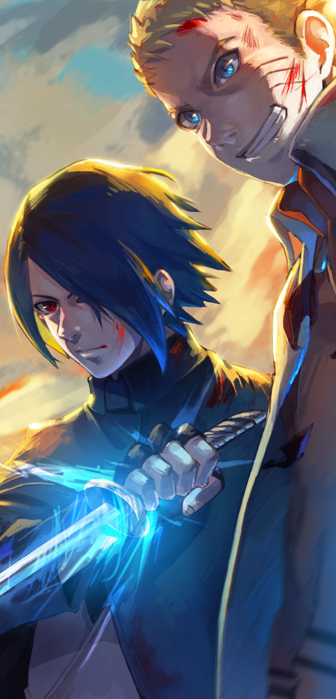 Sasuke Uchiha, Naruto Uzumaki, Chidori katana, HD Phone wallpaper