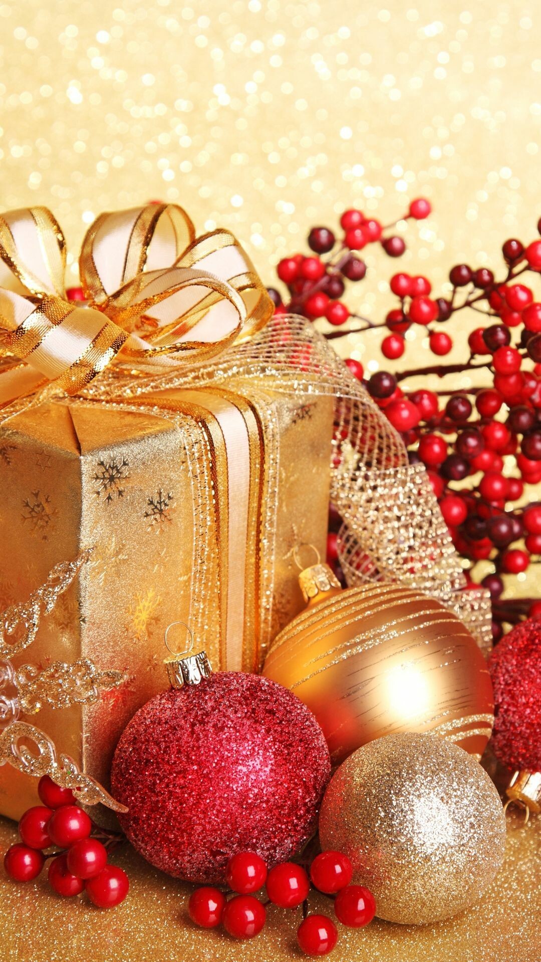 Christmas, Glitter presents, 4K, HD, 1080x1920 Full HD Phone