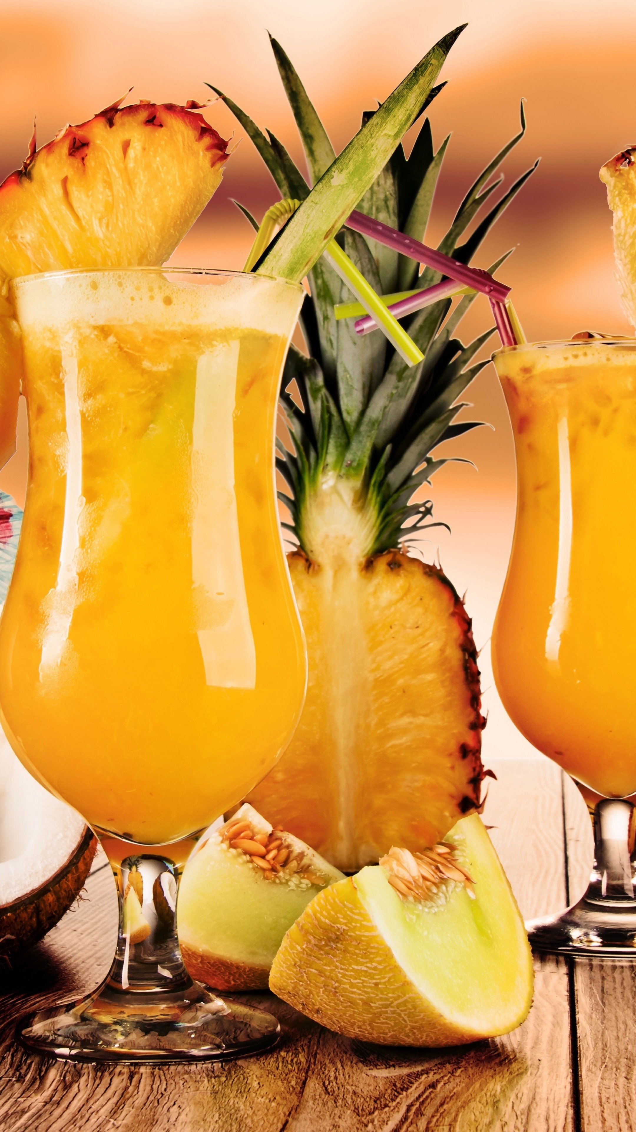 Pineapple and melon, Juice Wallpaper, 2160x3840 4K Phone