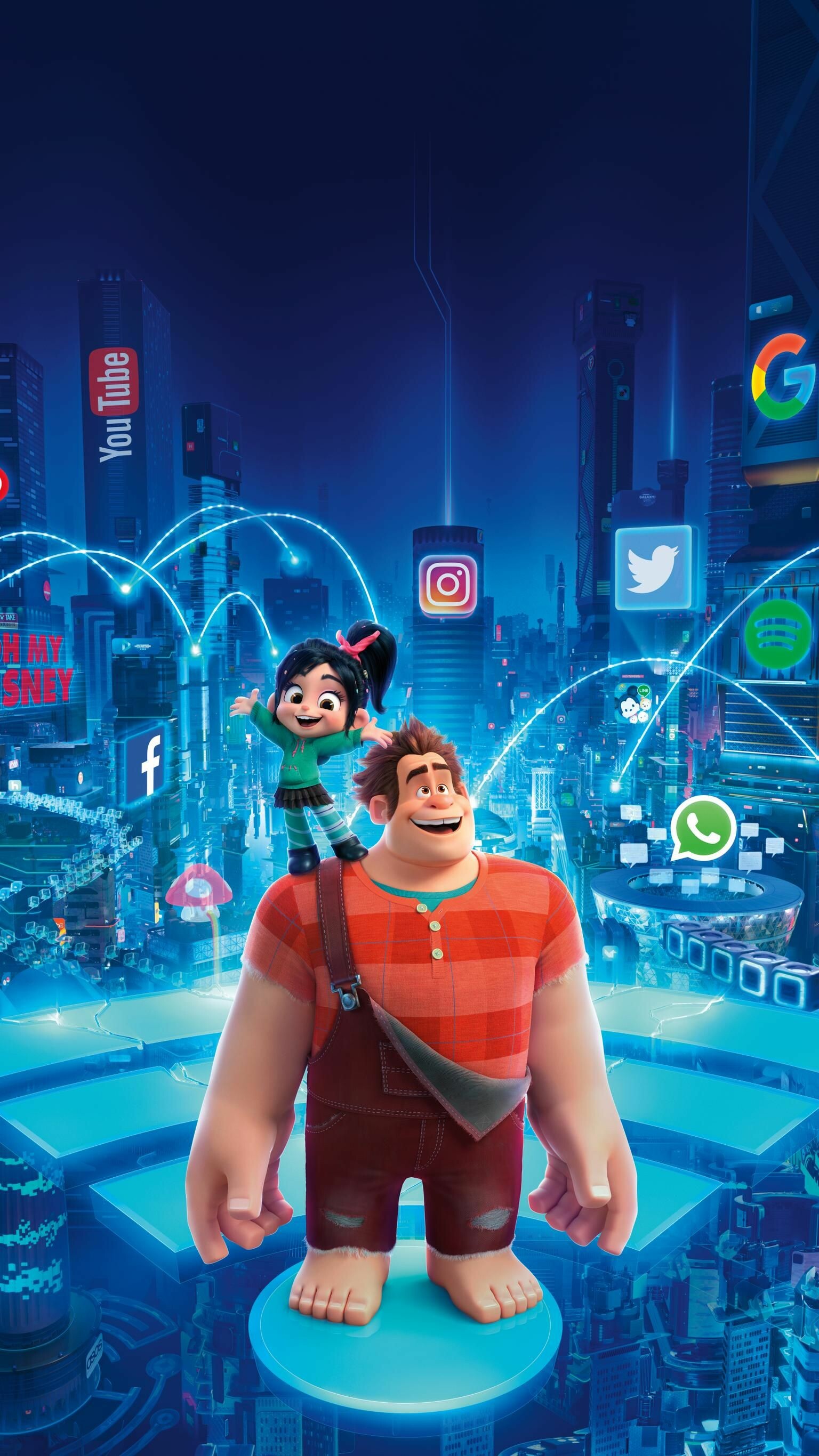 Ralph Breaks the Internet, Animated film, Disney characters, Cute wallpapers, 1540x2740 HD Phone