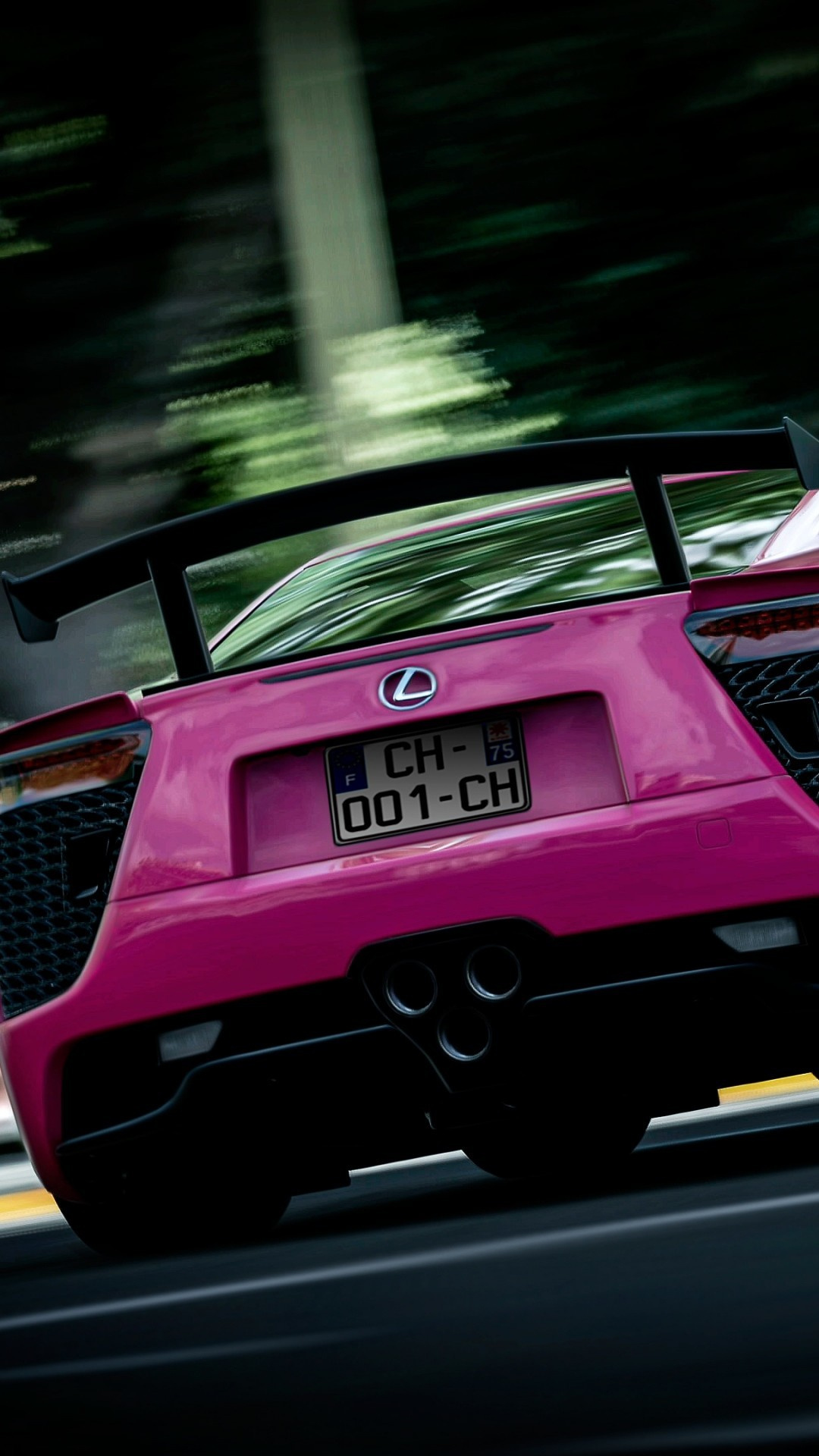 Lexus LFA, license plate CH-001-CH, racetrack motion blur, Full HD Phone wallpaper