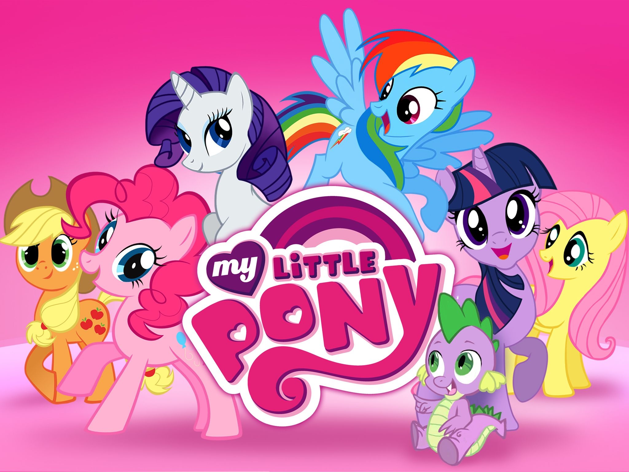 My Little Pony logo, Twilight Sparkle, Rainbow Dash, Pinkie Pie, Spike, HD Desktop wallpaper