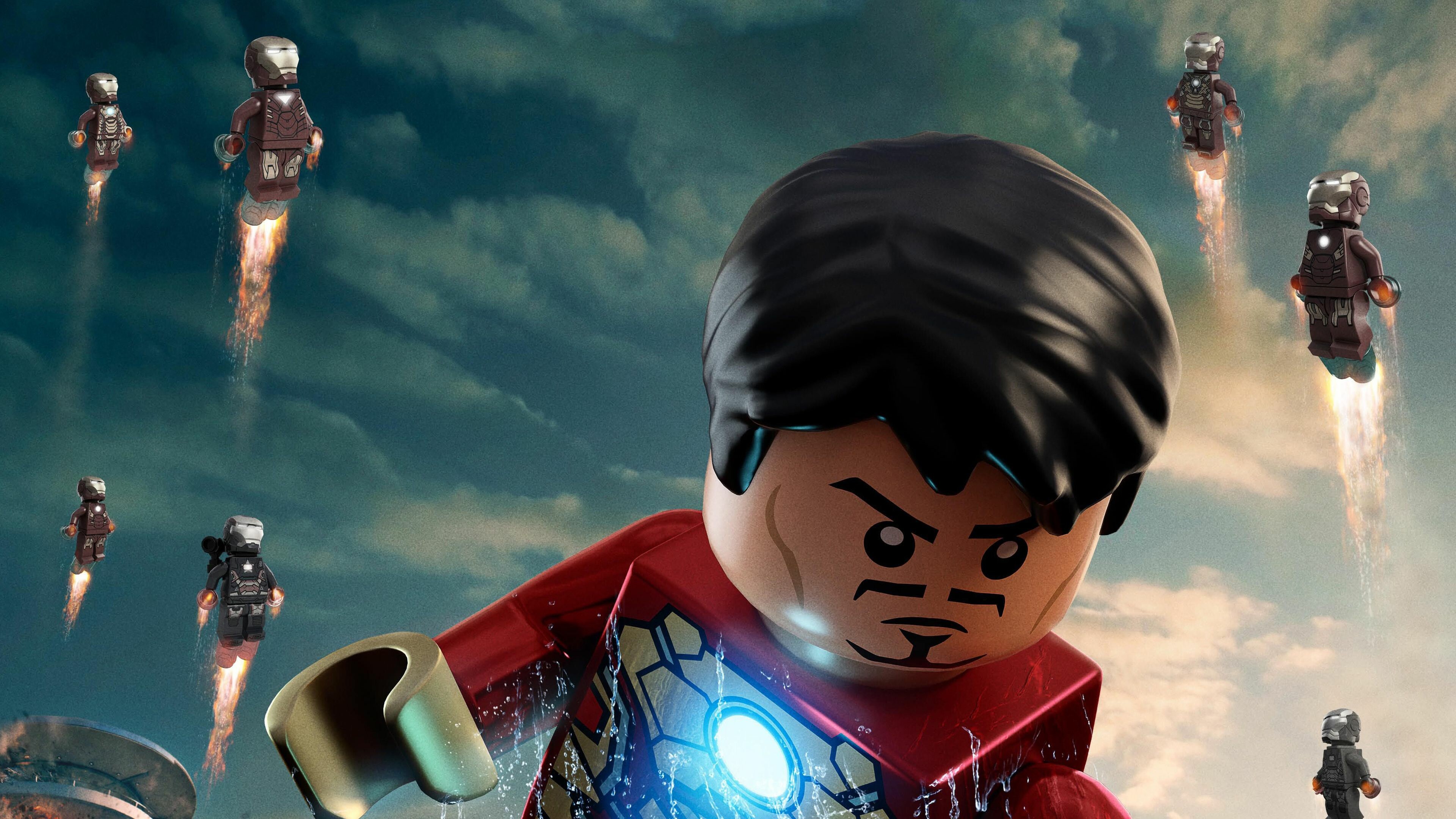 Lego Iron Man wallpapers, Superhero backgrounds, High-definition images, Block-inspired, 3840x2160 4K Desktop