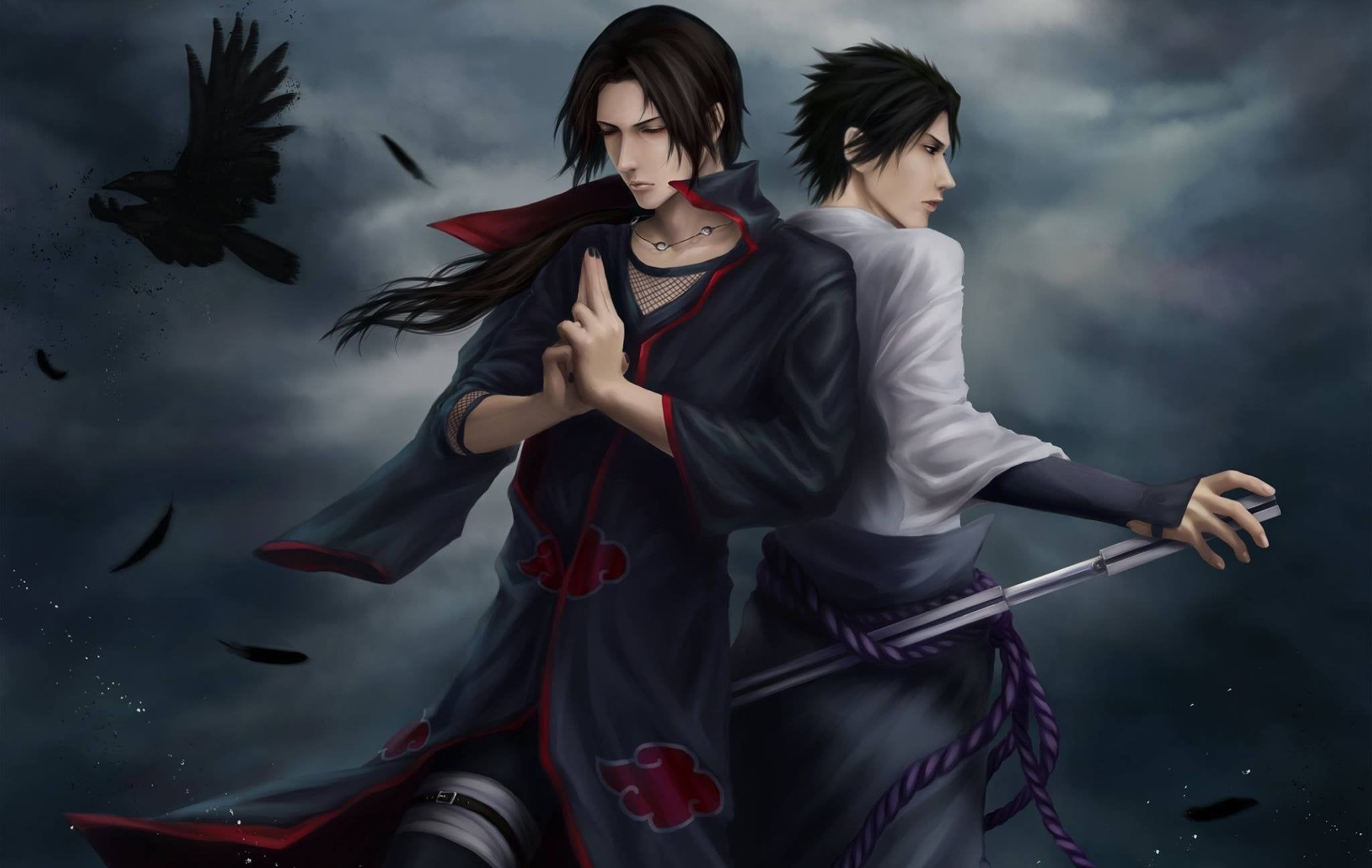 Itachi Uchiha, Sasuke Uchiha, Akatsuki cloak, HD Desktop wallpaper