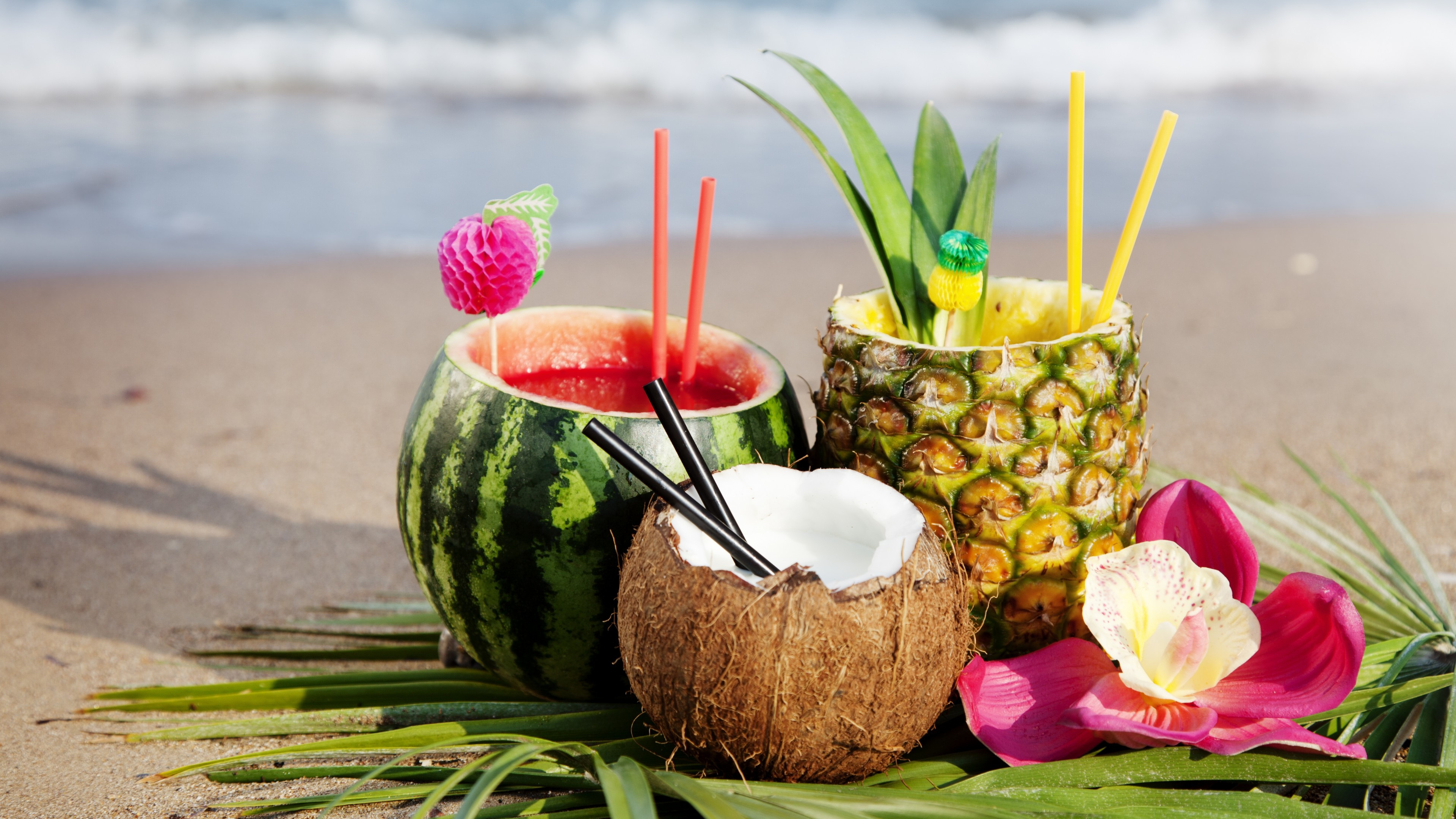 Watermelon cocktail, Tropical paradise mix, Exotic beach flavors, Refreshing summer drinks, 3840x2160 4K Desktop