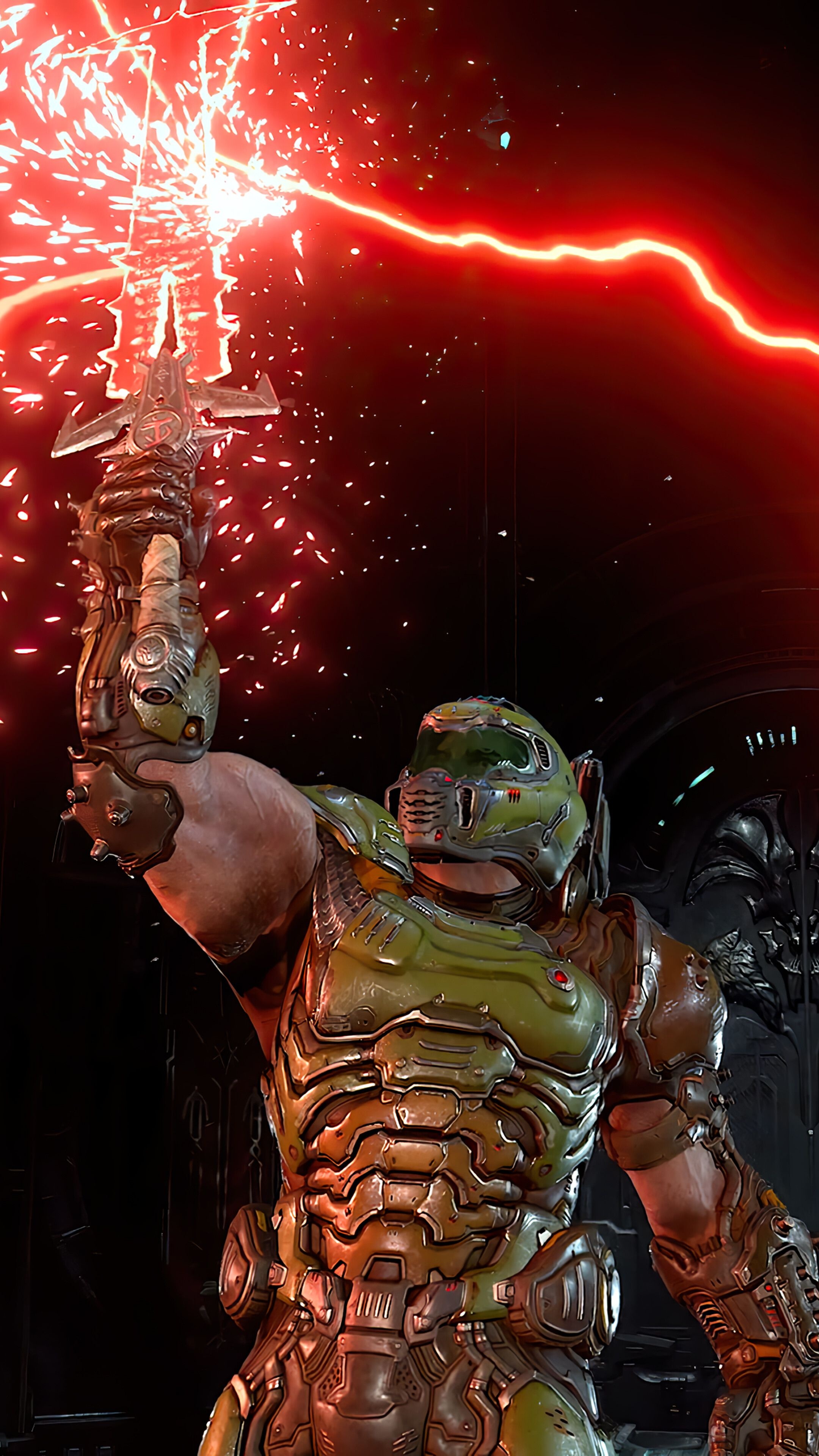 Doom Slayer, The Crucible sword, Praetor Suit armor, 4K Phone wallpaper